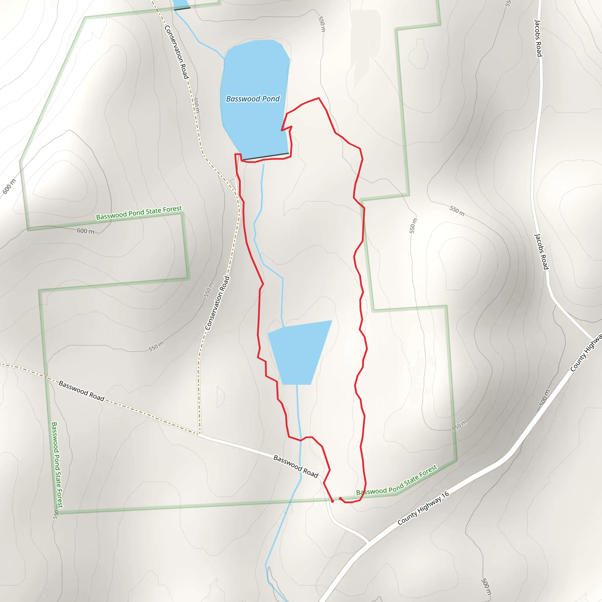 Basswood Road Pond Trail mobile static map