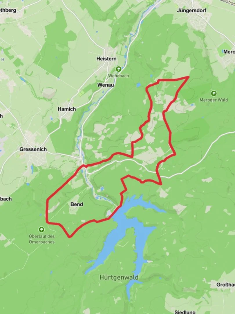 An image depicting the trail Schevenhutte and Wehebachtalsperre Loop and its surrounding area.