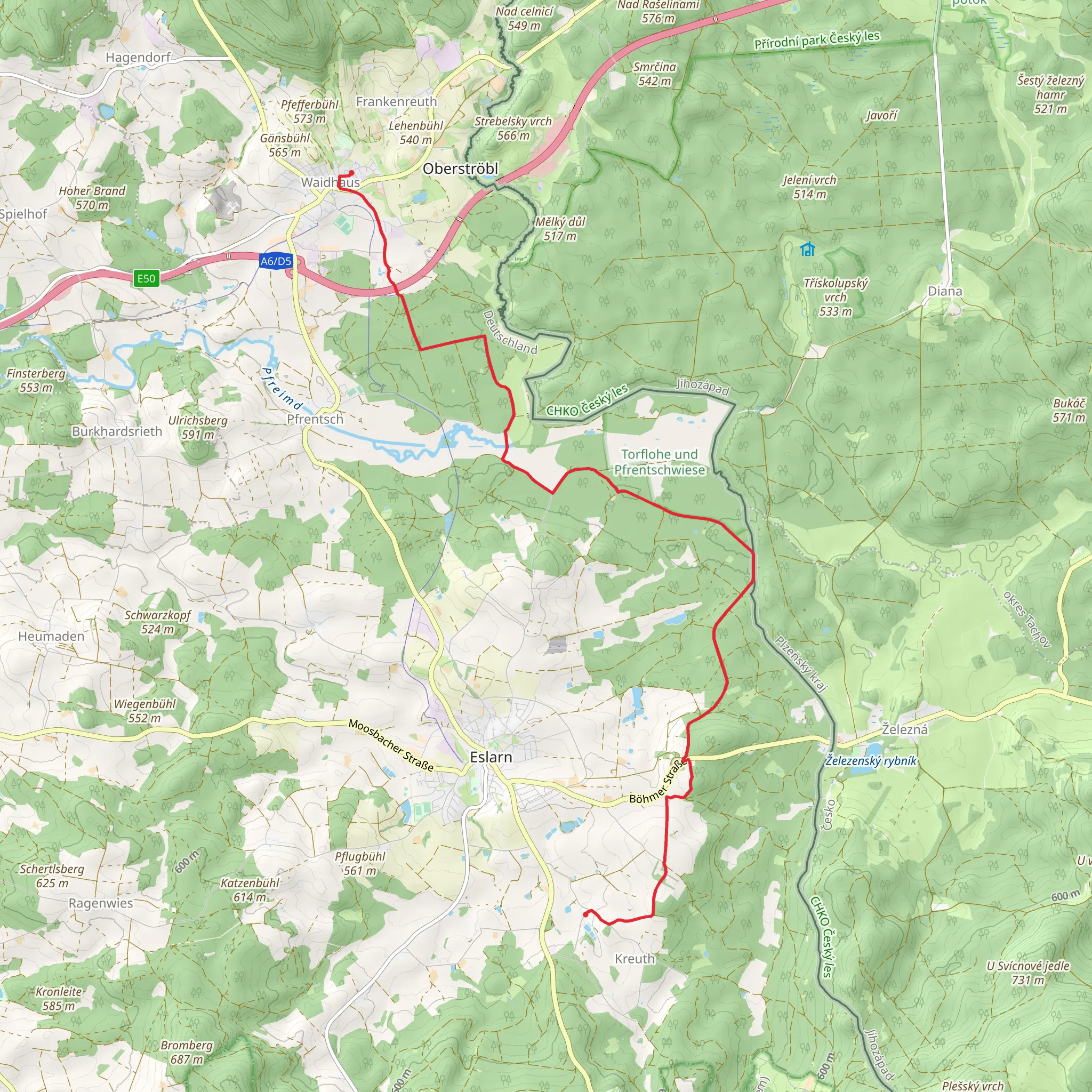 Gerstbraeu to Waidhaus via Teufelsteinbühlstraße mobile static map