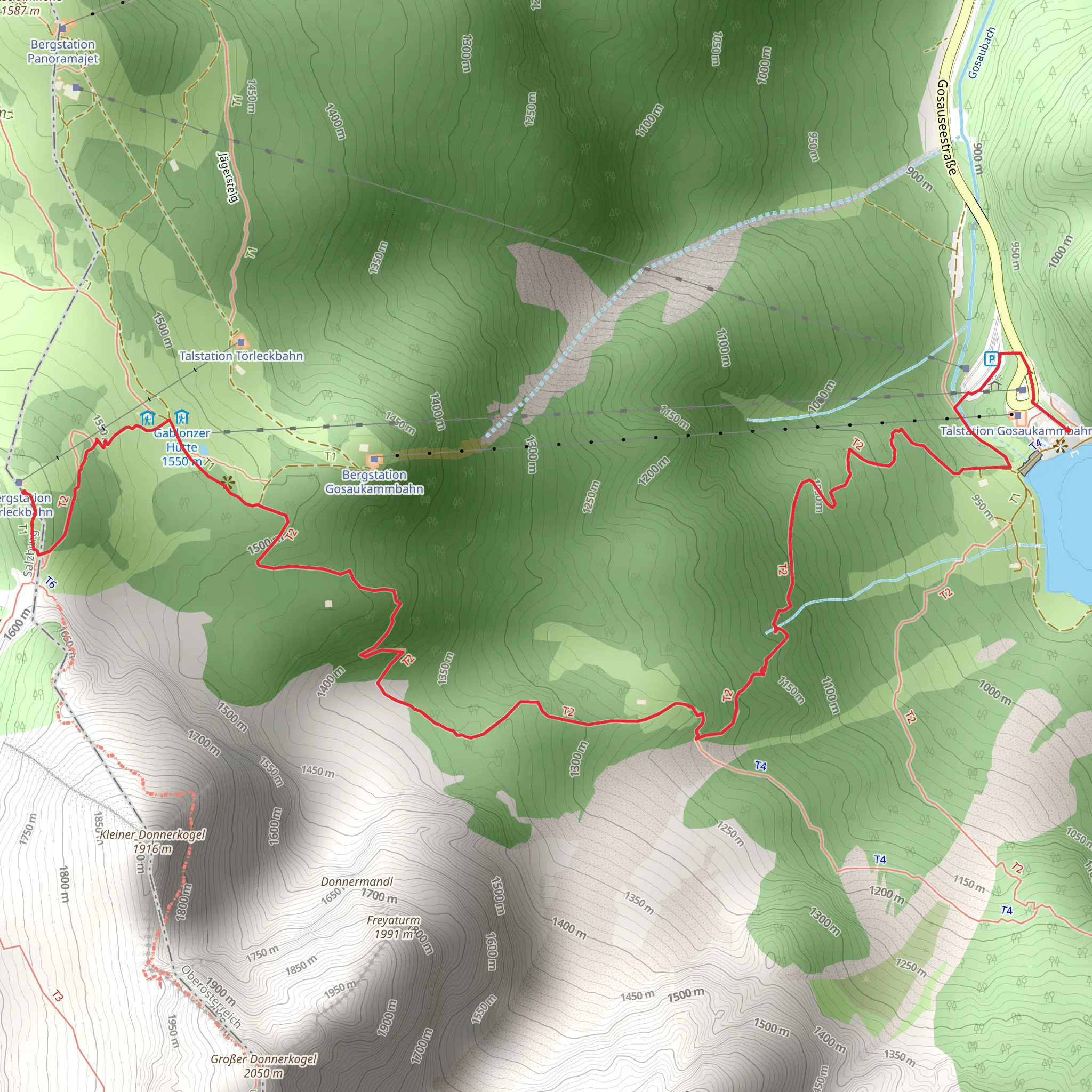 Lake Gosau to Zwieselalm mobile static map