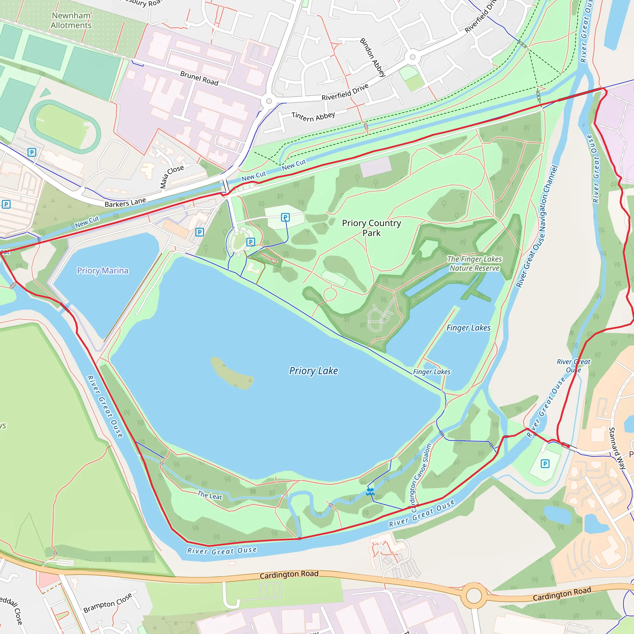 Priory Country Park Loop mobile static map
