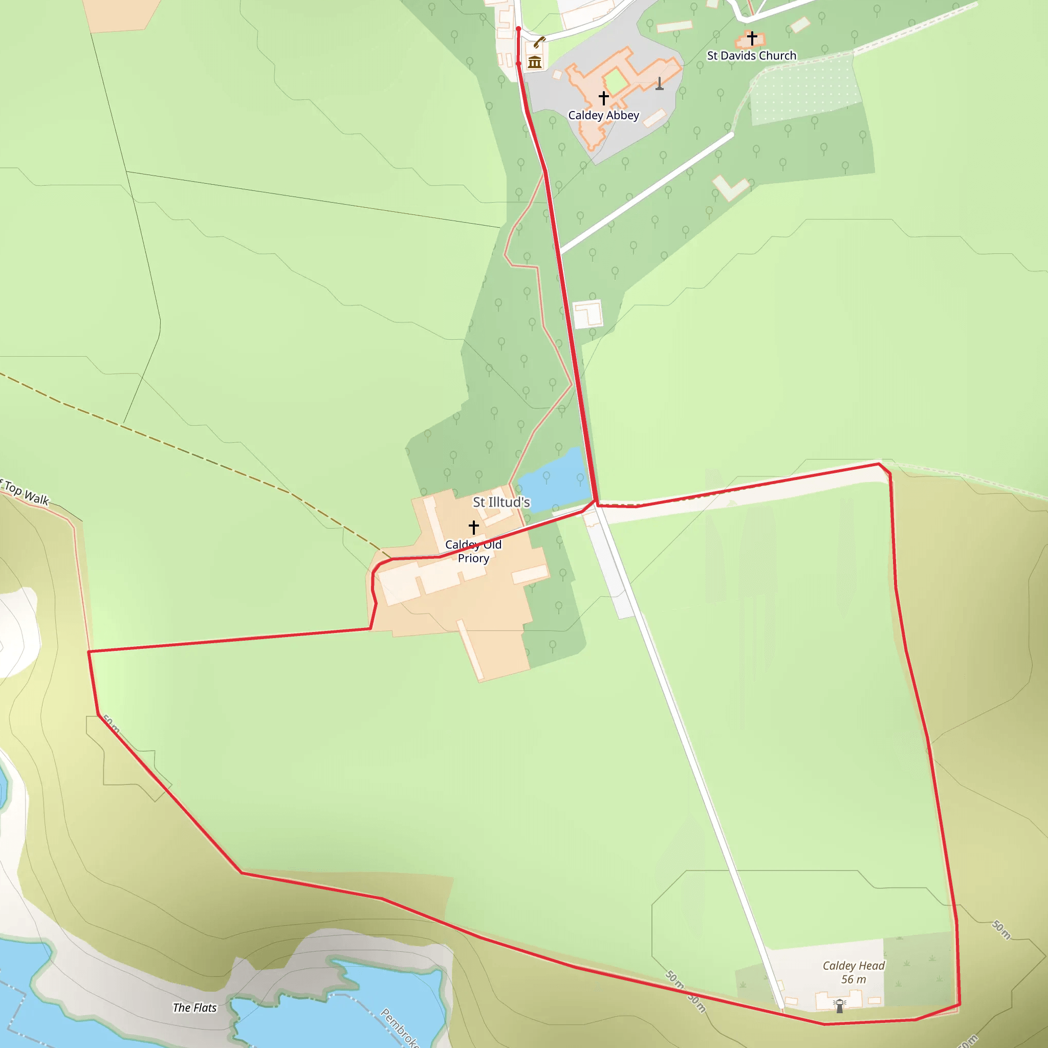 Caldey Island - Lighthouse Walk mobile static map