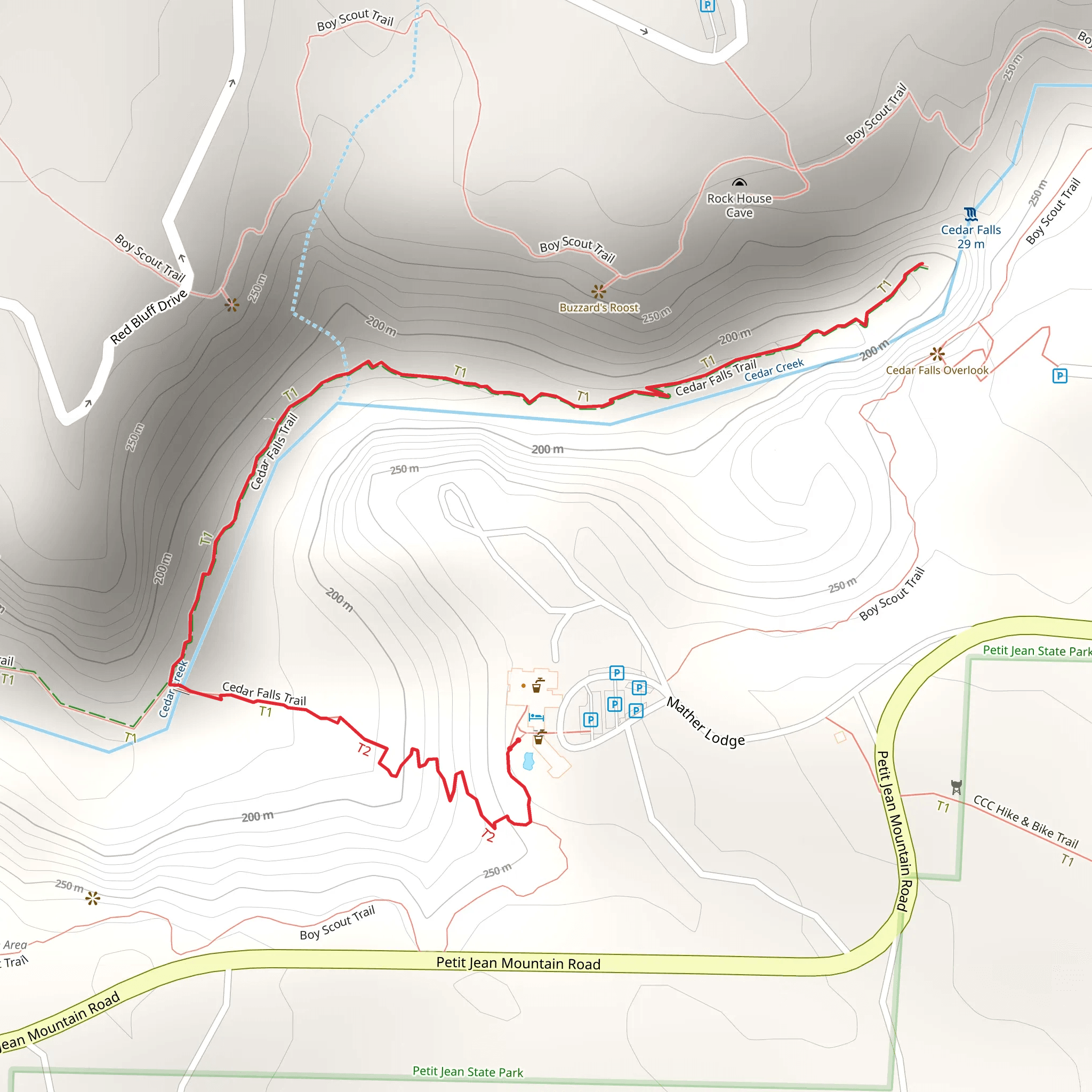 Cedar Falls Trail mobile static map