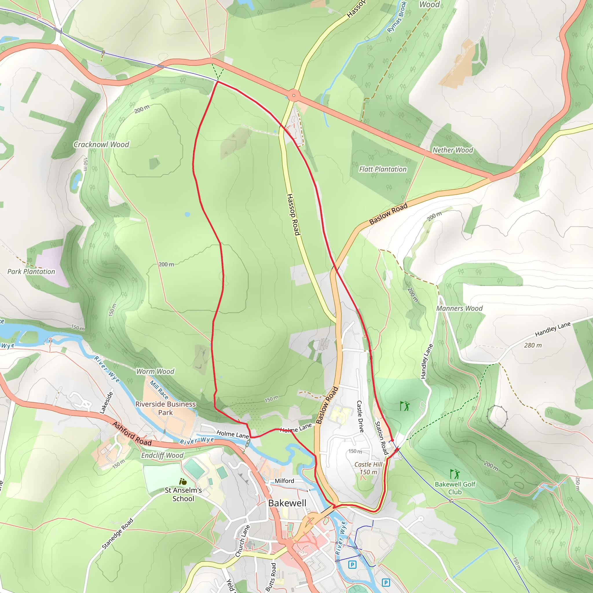 Cracknowl and The Monsal Trail from Bakewell mobile static map