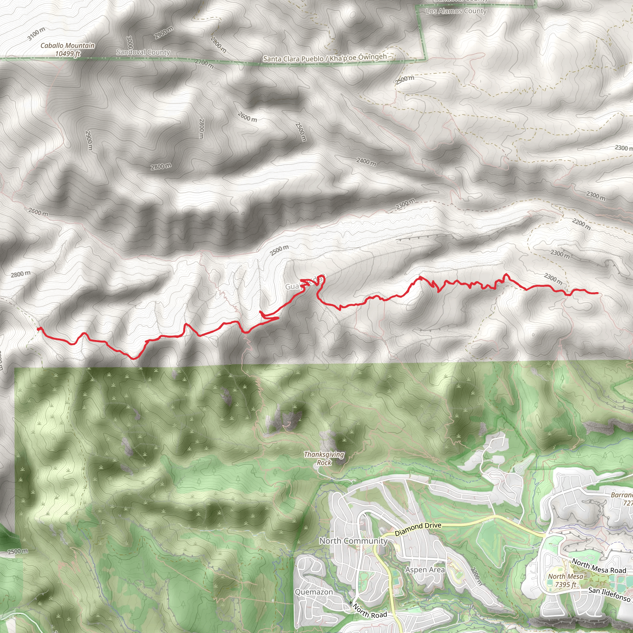Guaje Ridge Trail from Pipeline Road mobile static map
