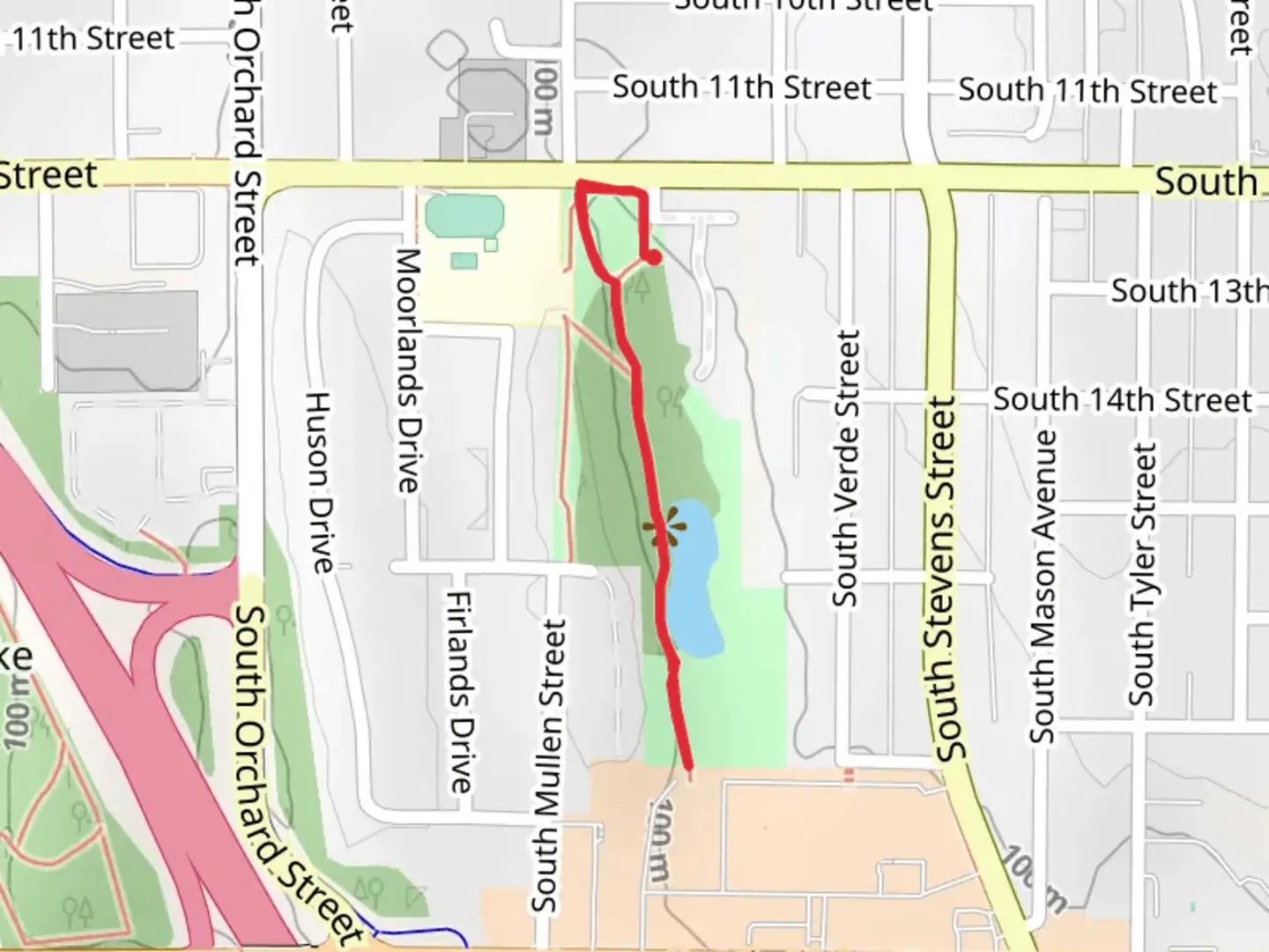 An image depicting the trail DeLong Park and its surrounding area.