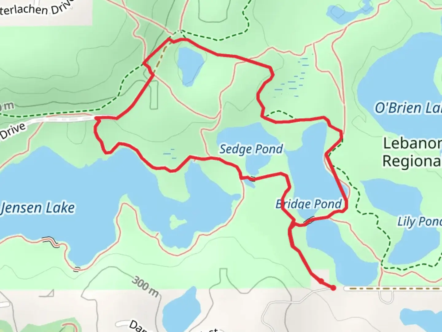 An image depicting the trail Lebanon Hills Park and Sedge Pond Loop and its surrounding area.
