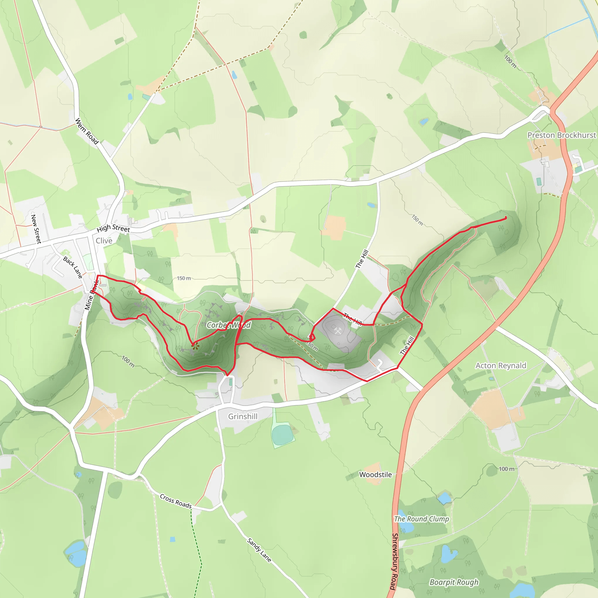Corbet Wood and Grinshill Loop mobile static map