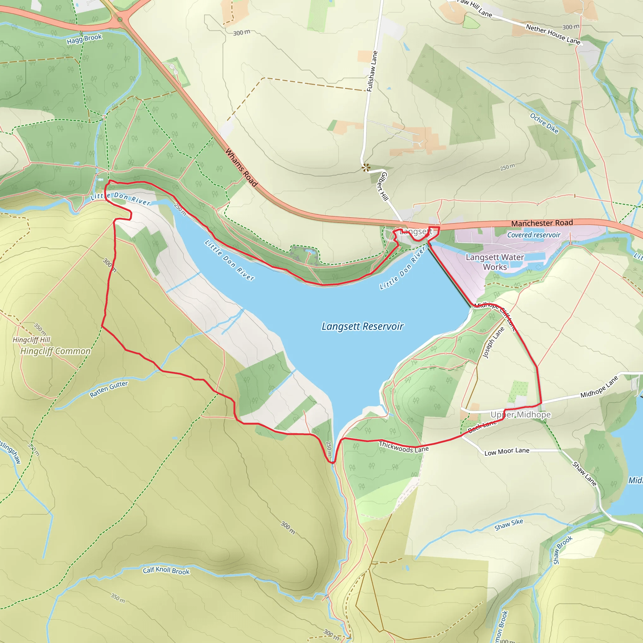 Langsett Reservoir Loop mobile static map