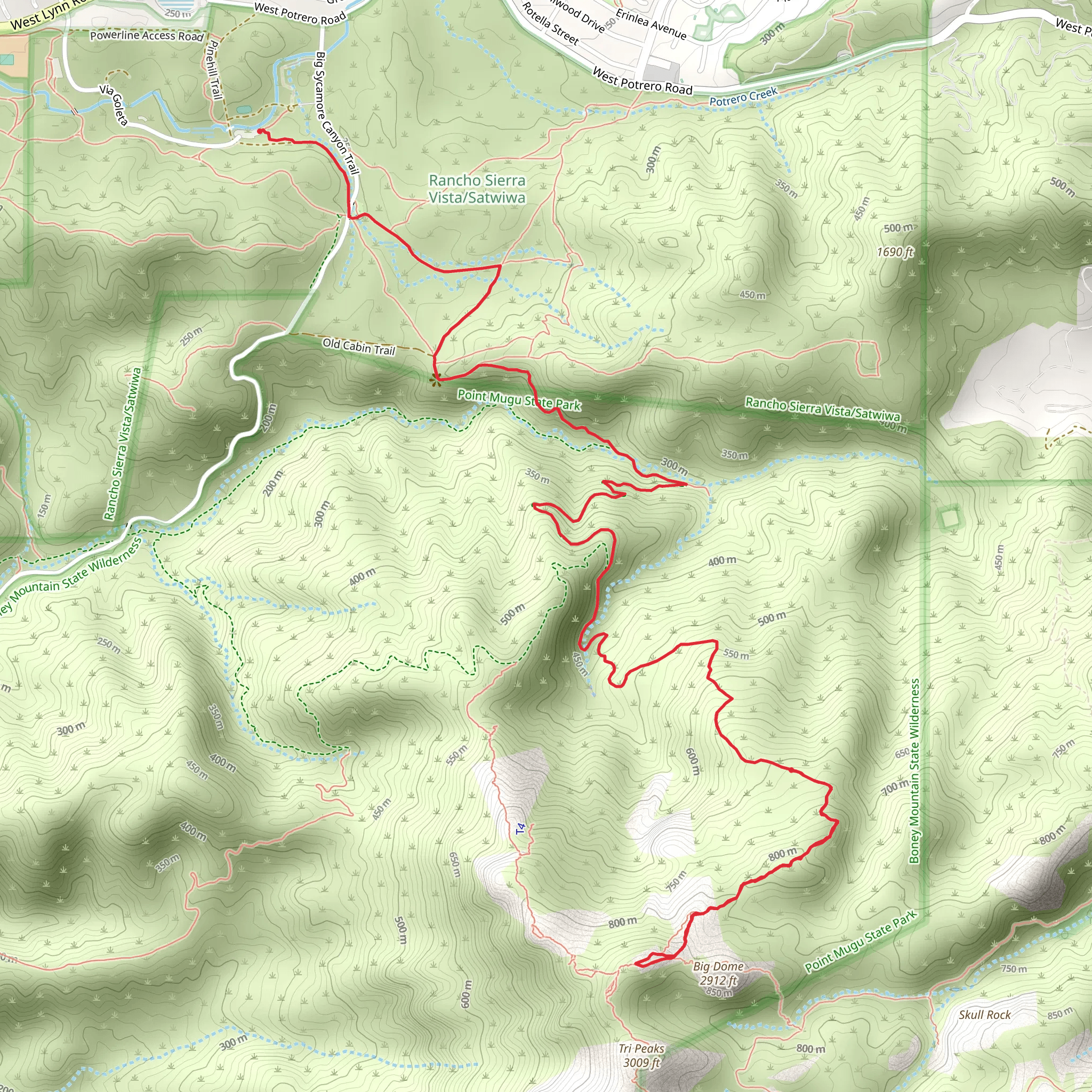Big Dome via Upper Cabin Trail mobile static map