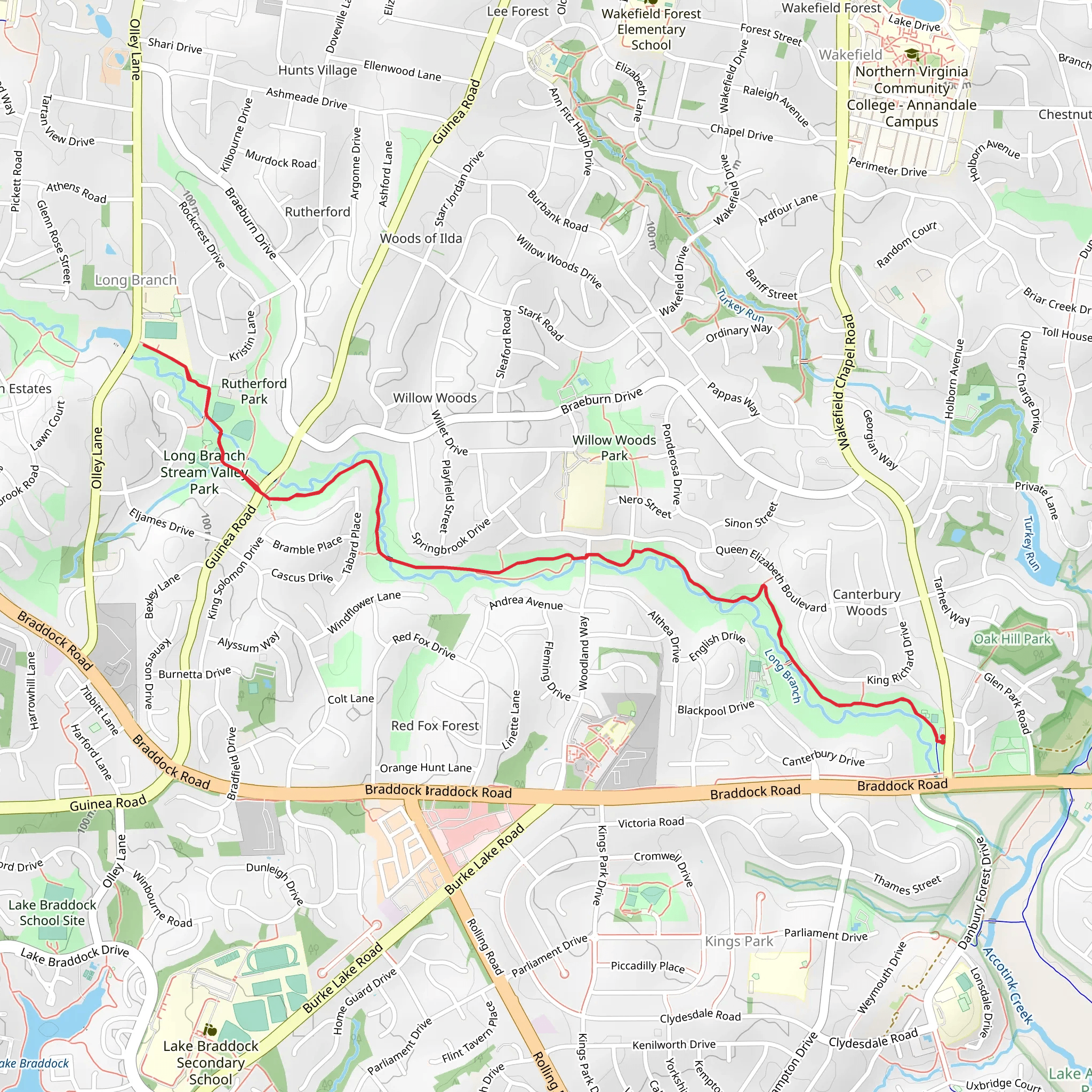 Long Branch Trail Out and Back mobile static map
