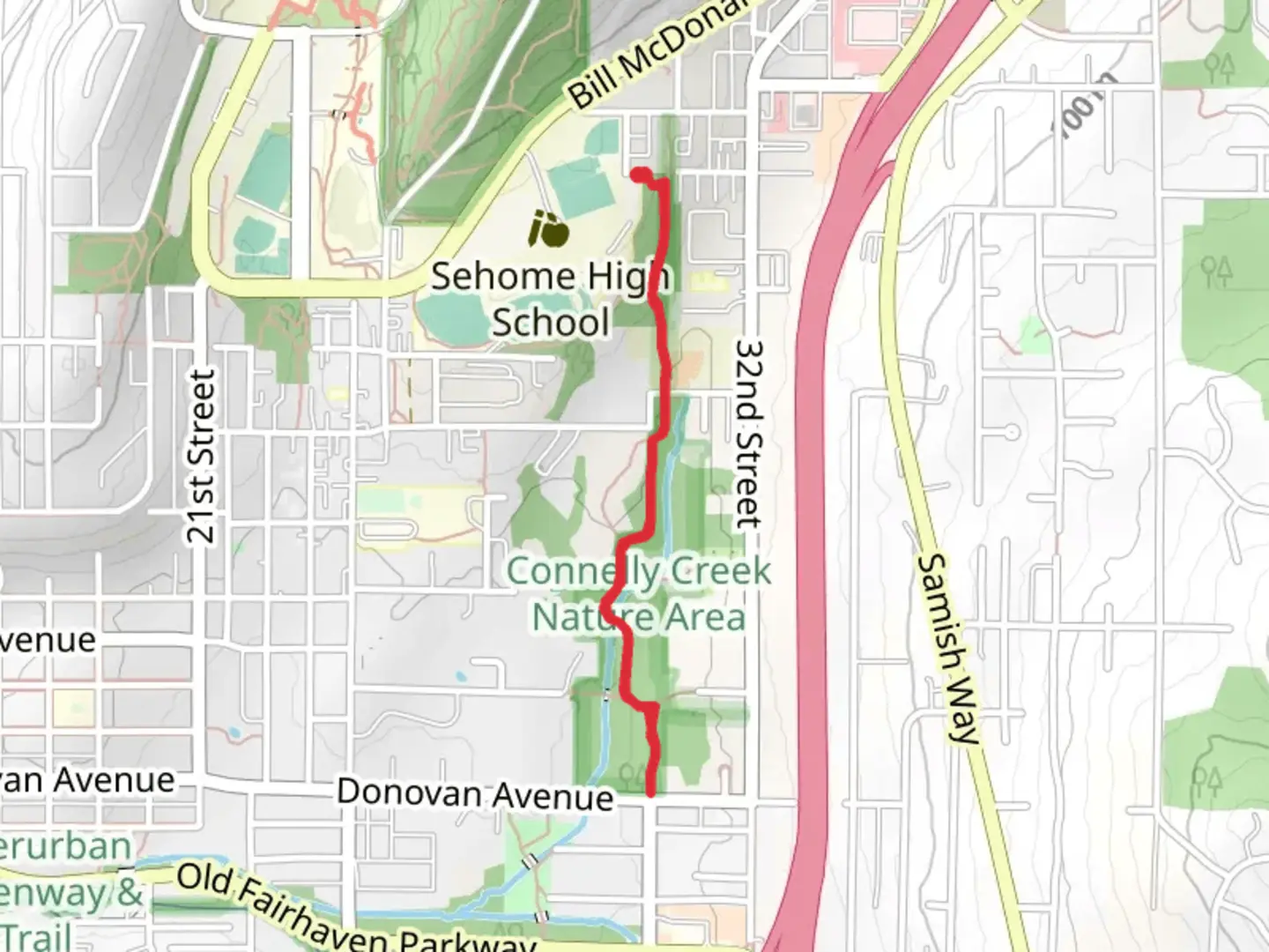 An image depicting the trail Connelly Creek Trail and its surrounding area.