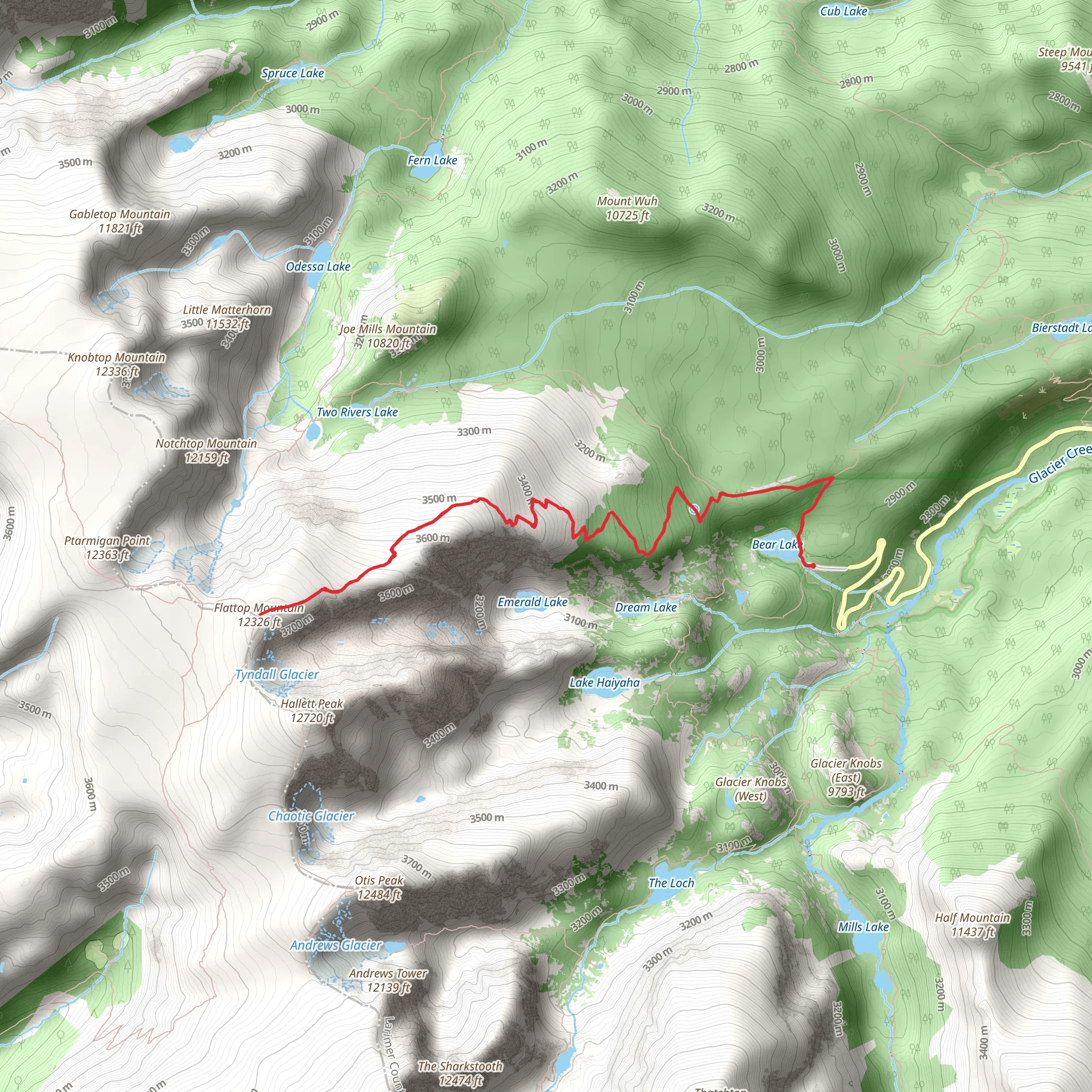 Flattop Mountain Trail mobile static map