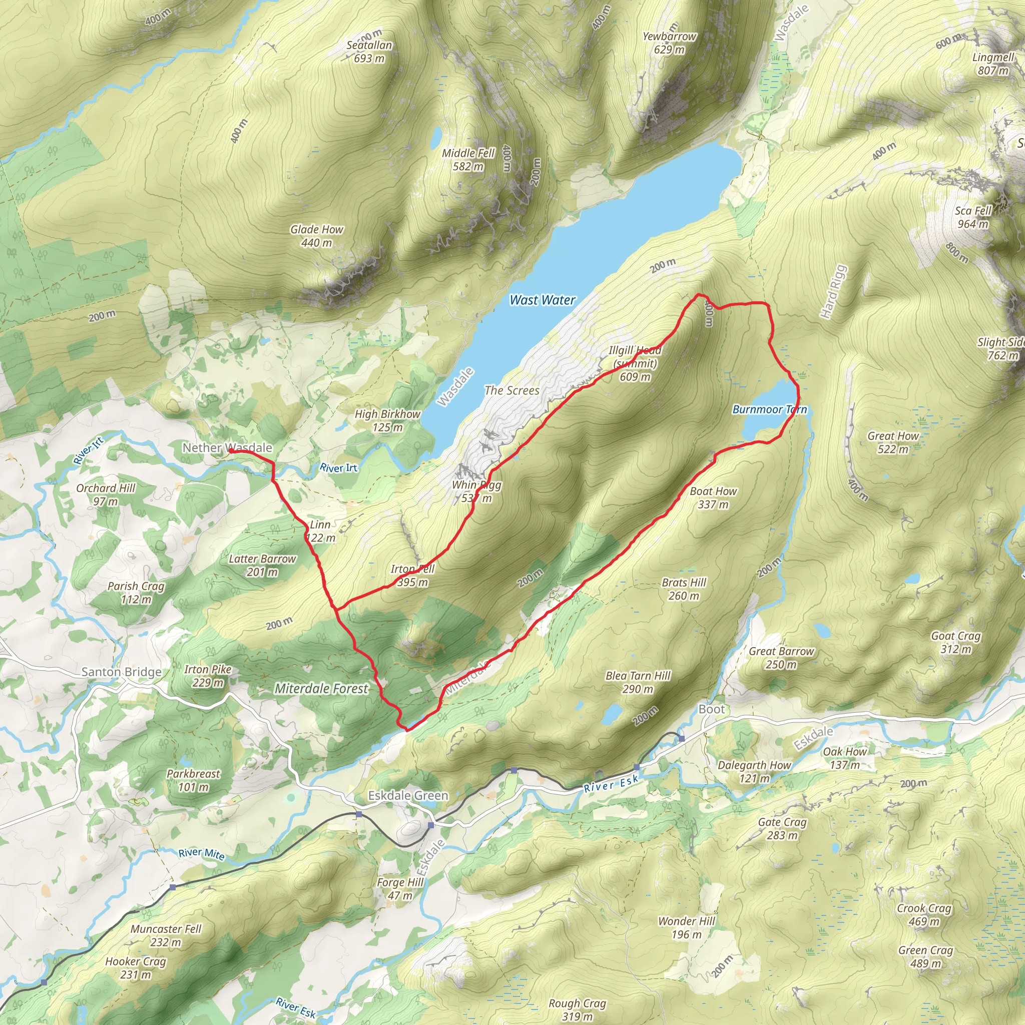 Miterdale, Illgill Head, and Whin Rigg Circular mobile static map