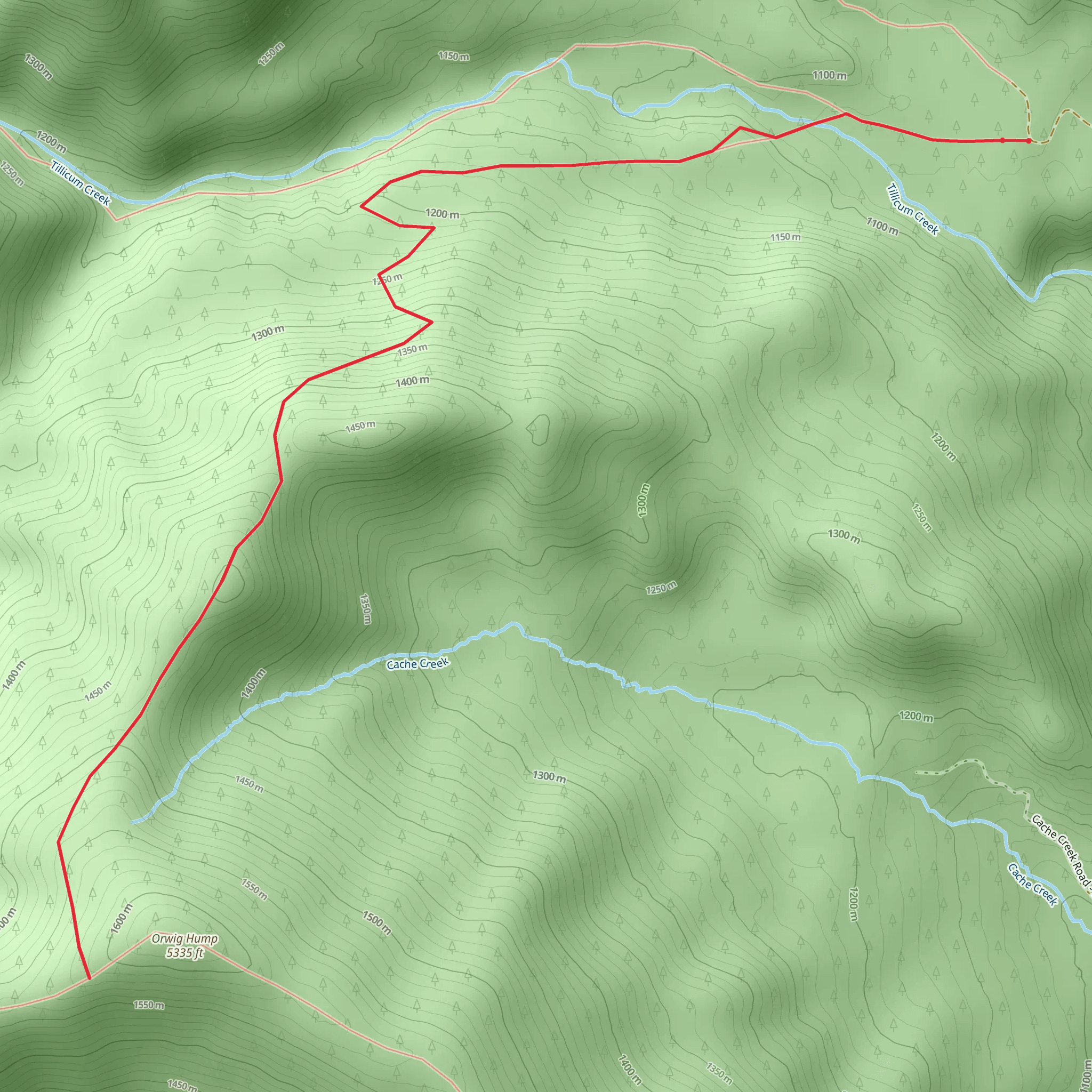 Orwig Hump Trail mobile static map