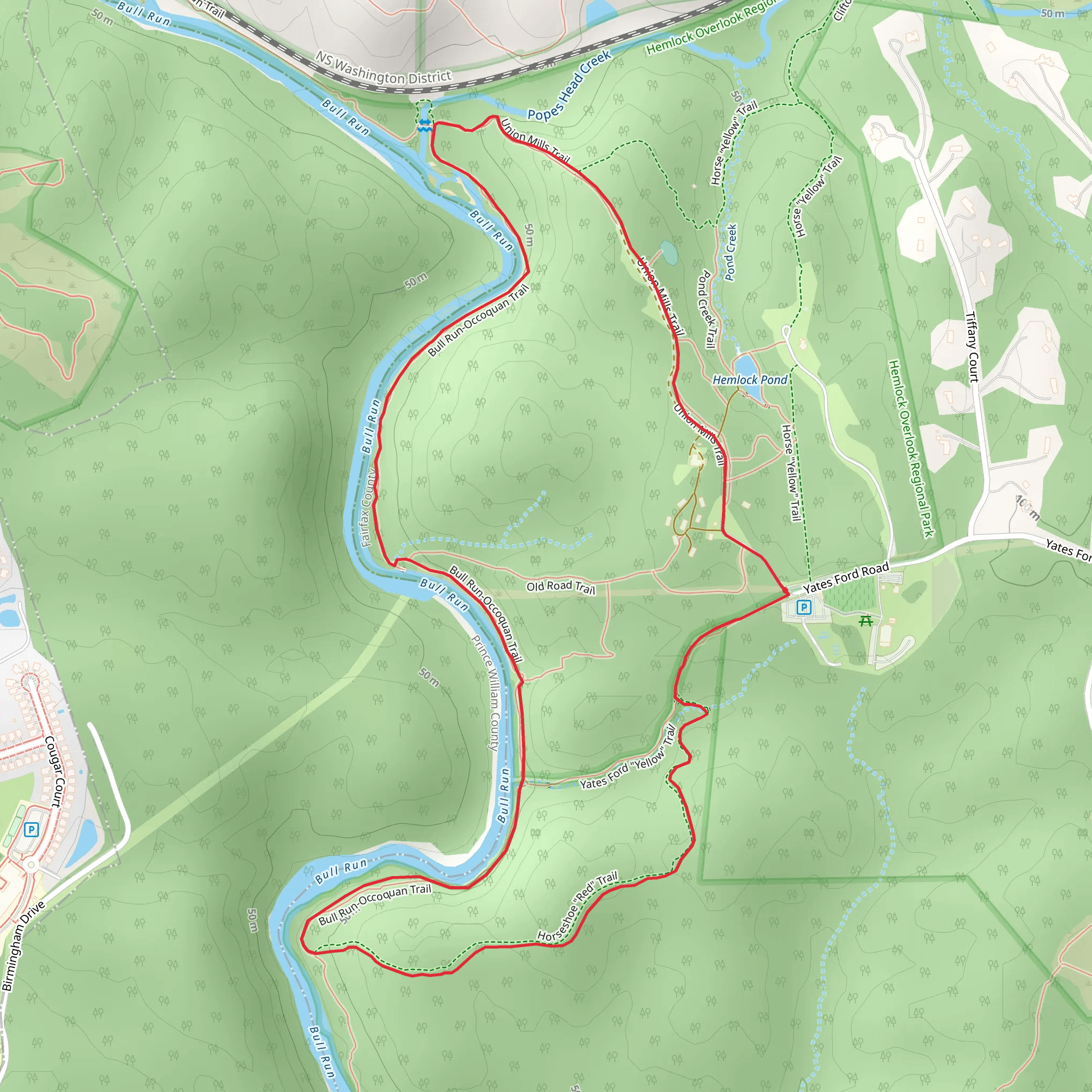 Bull Run-Occoquan Loop Trail mobile static map