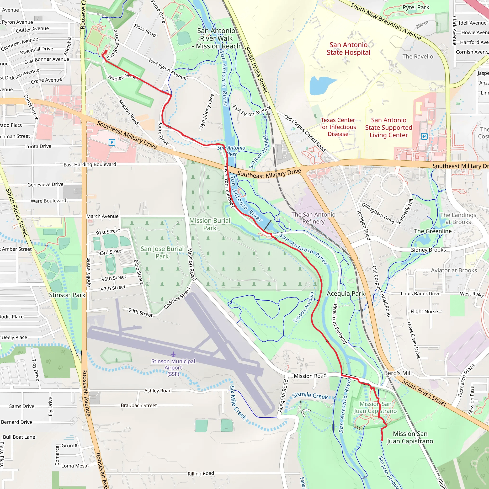 River Walk and Acequia Trail mobile static map