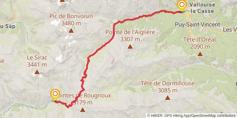 GR 54 - Tour of Oisans and Ecrins stage 8 Map