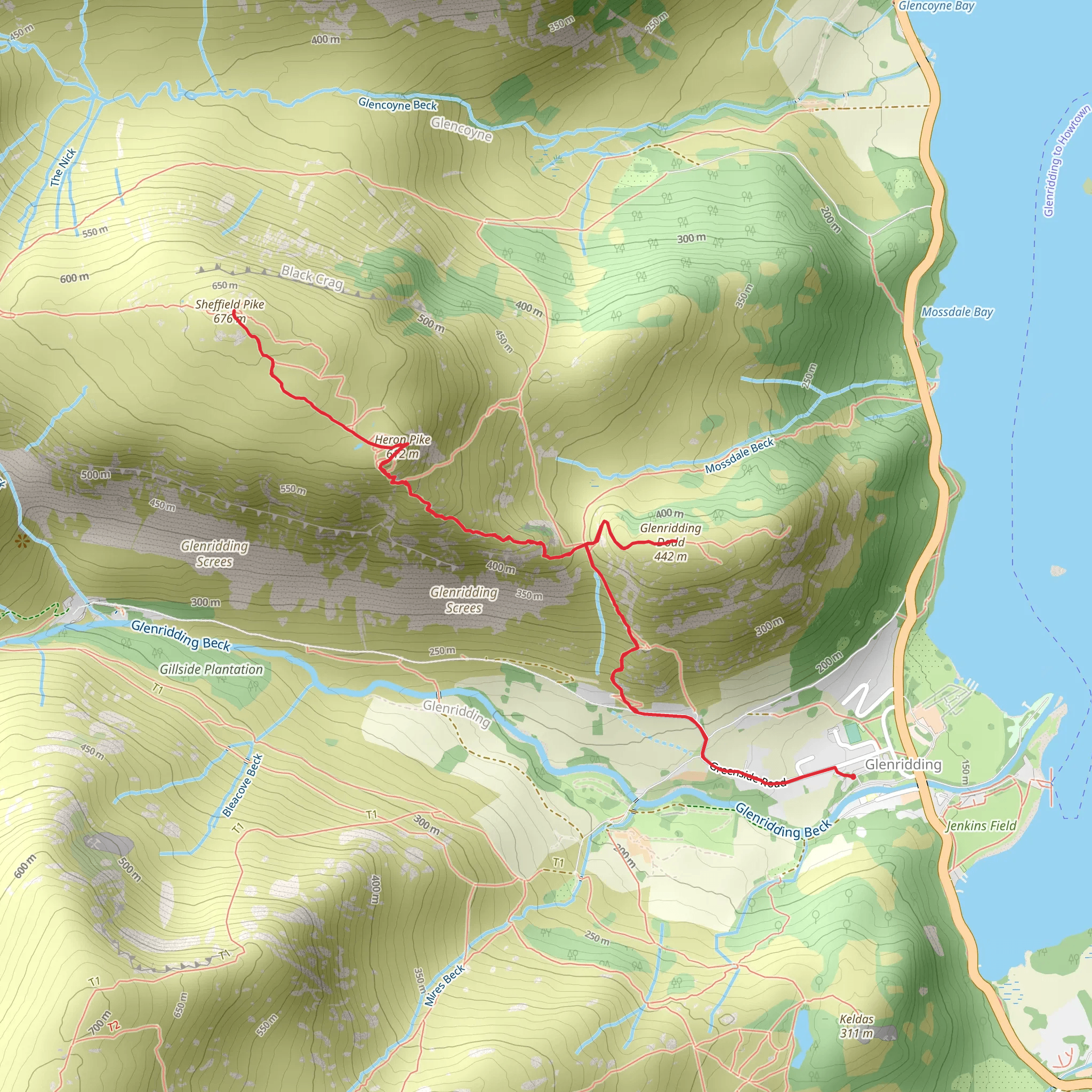 Glenridding Dodd and Sheffield Pike Walk mobile static map