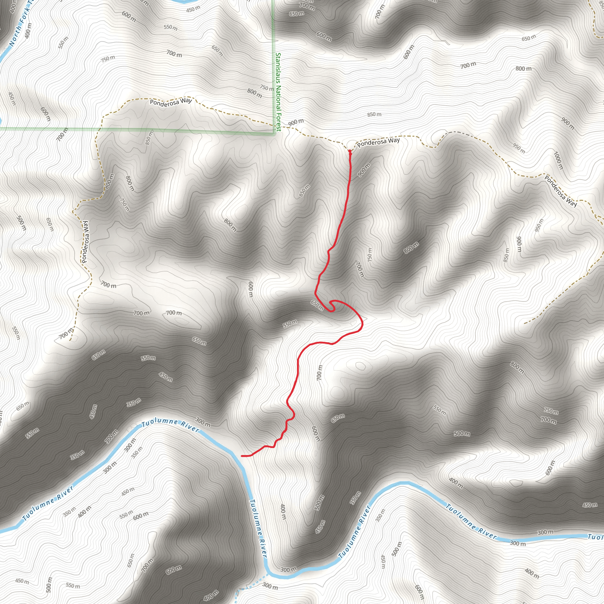 Paper Cabin to Tuolumne River Trail mobile static map