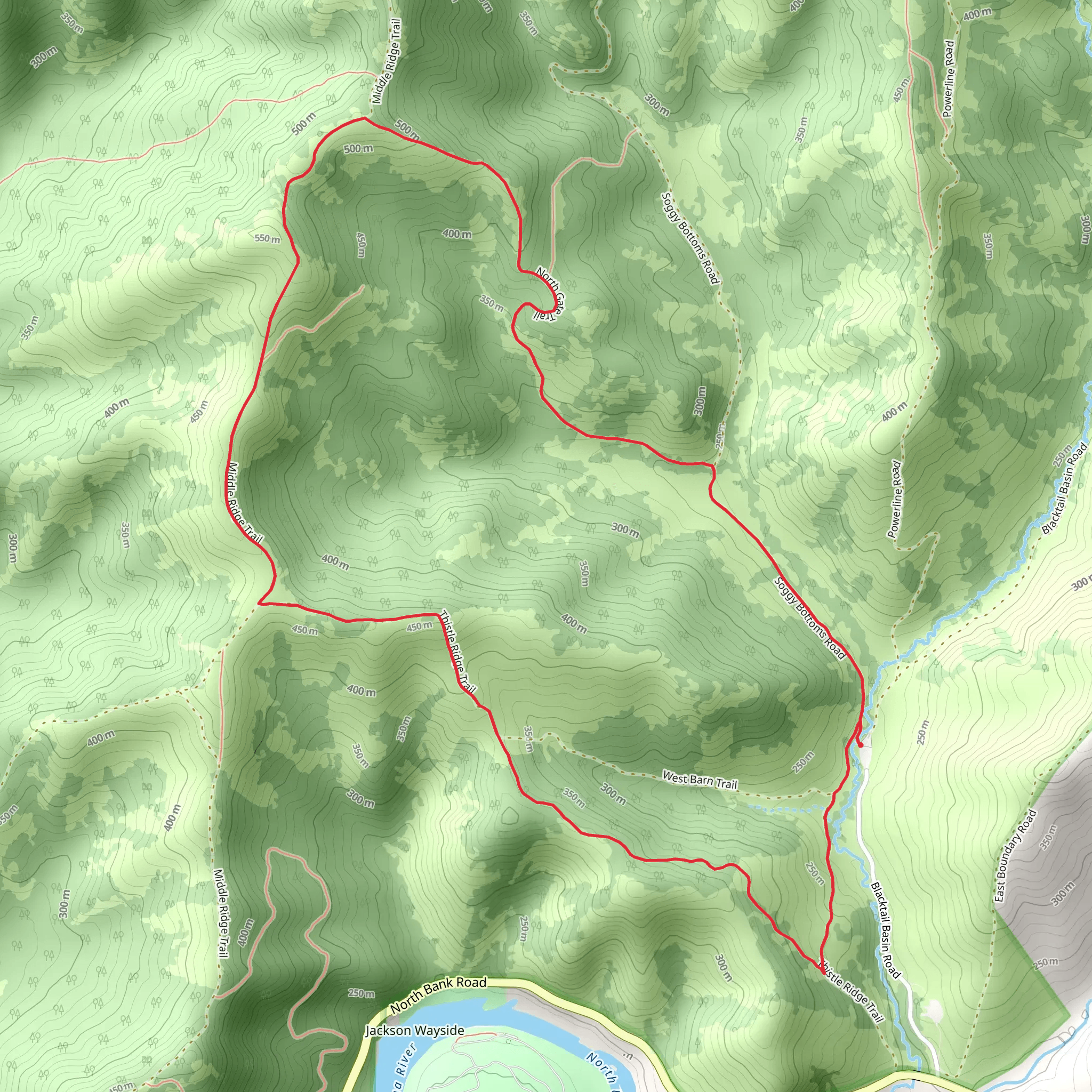 Thistle Ridge and North Gate Loop Trail mobile static map