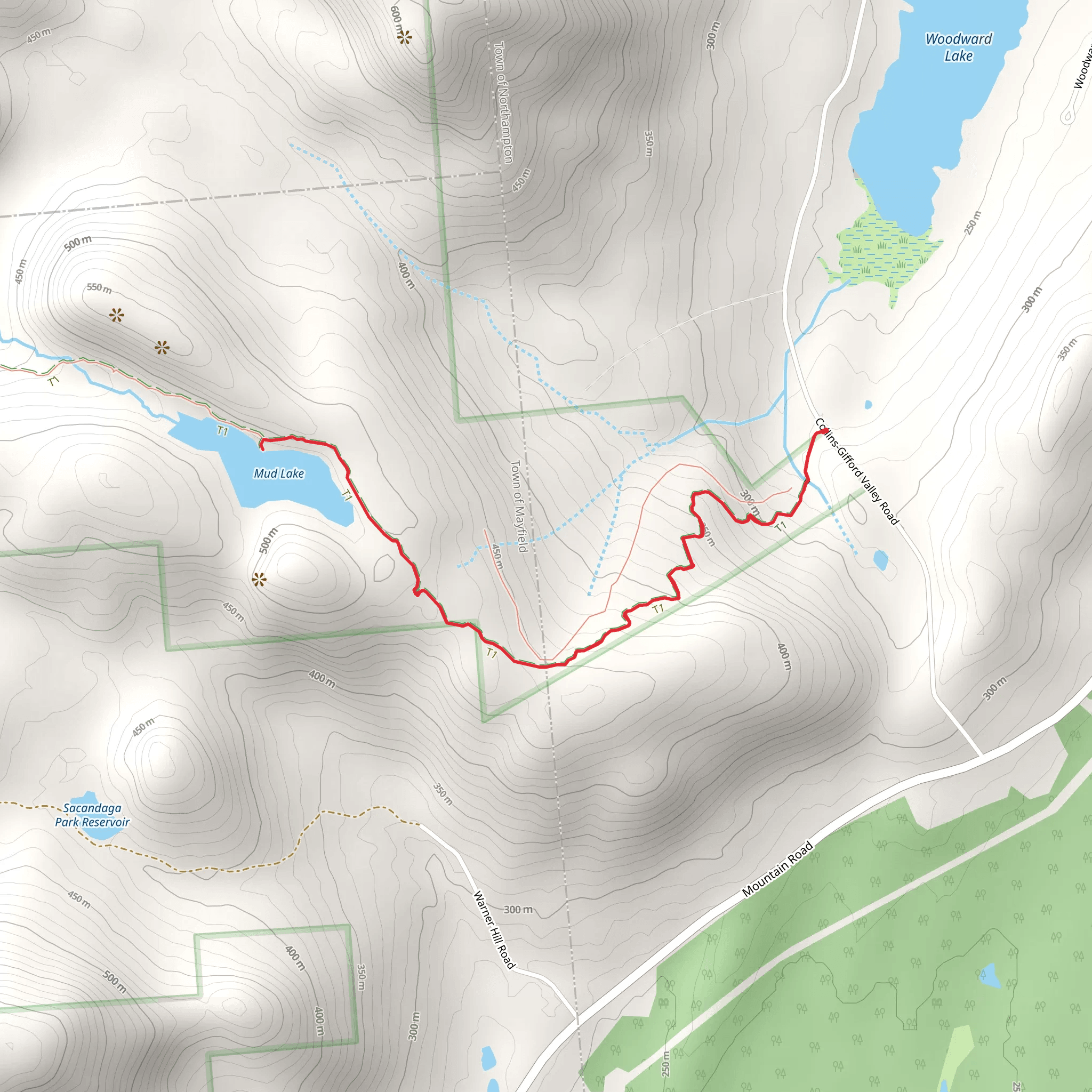 Mud Lake via Northville-Placid Trail mobile static map
