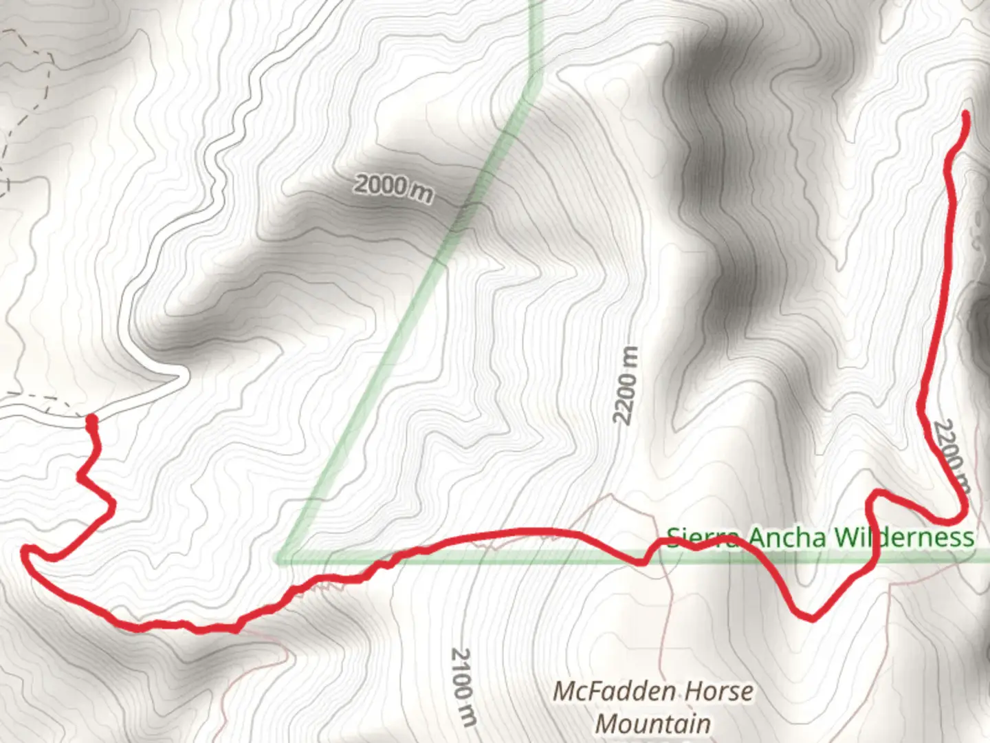 An image depicting the trail McFadden Horse Mountain via Cienega Spring Trail and its surrounding area.