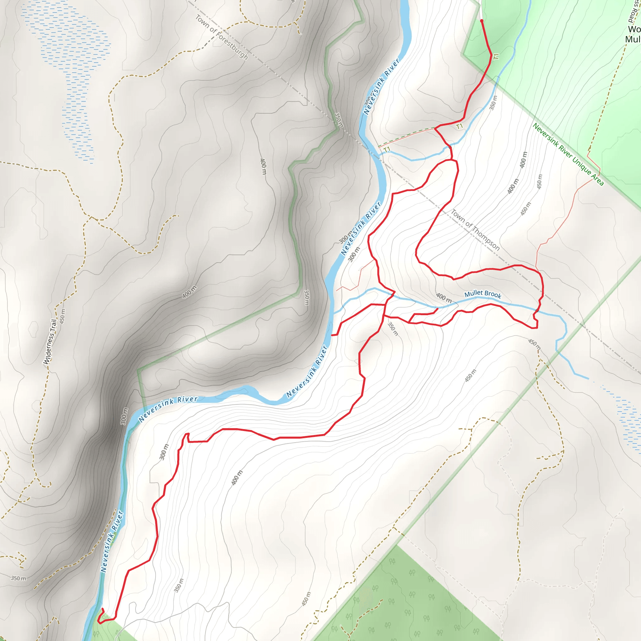 Blue Trail East and High Falls Loop mobile static map