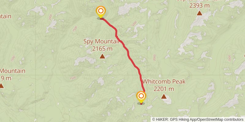 Whitecomb Peak via Upper Twin Creek Trail stage 3 Map