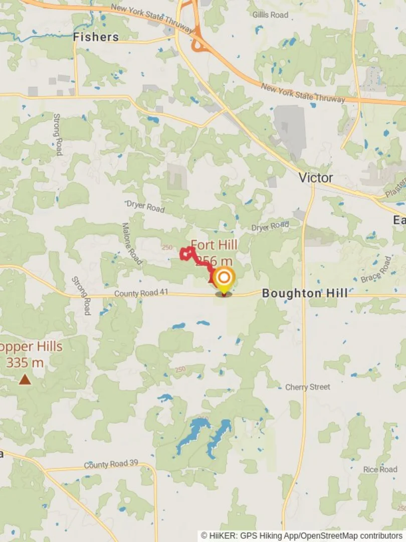 An image depicting the trail Fort Hill Loop and its surrounding area.