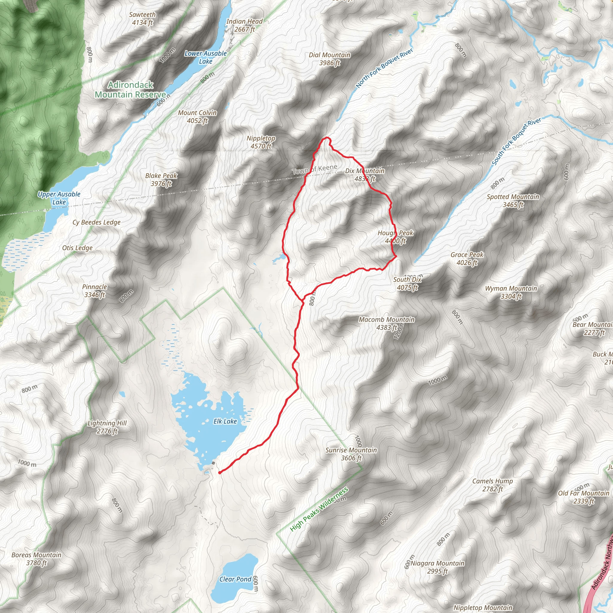 Dix Mountain and Hunters Pass Trail mobile static map