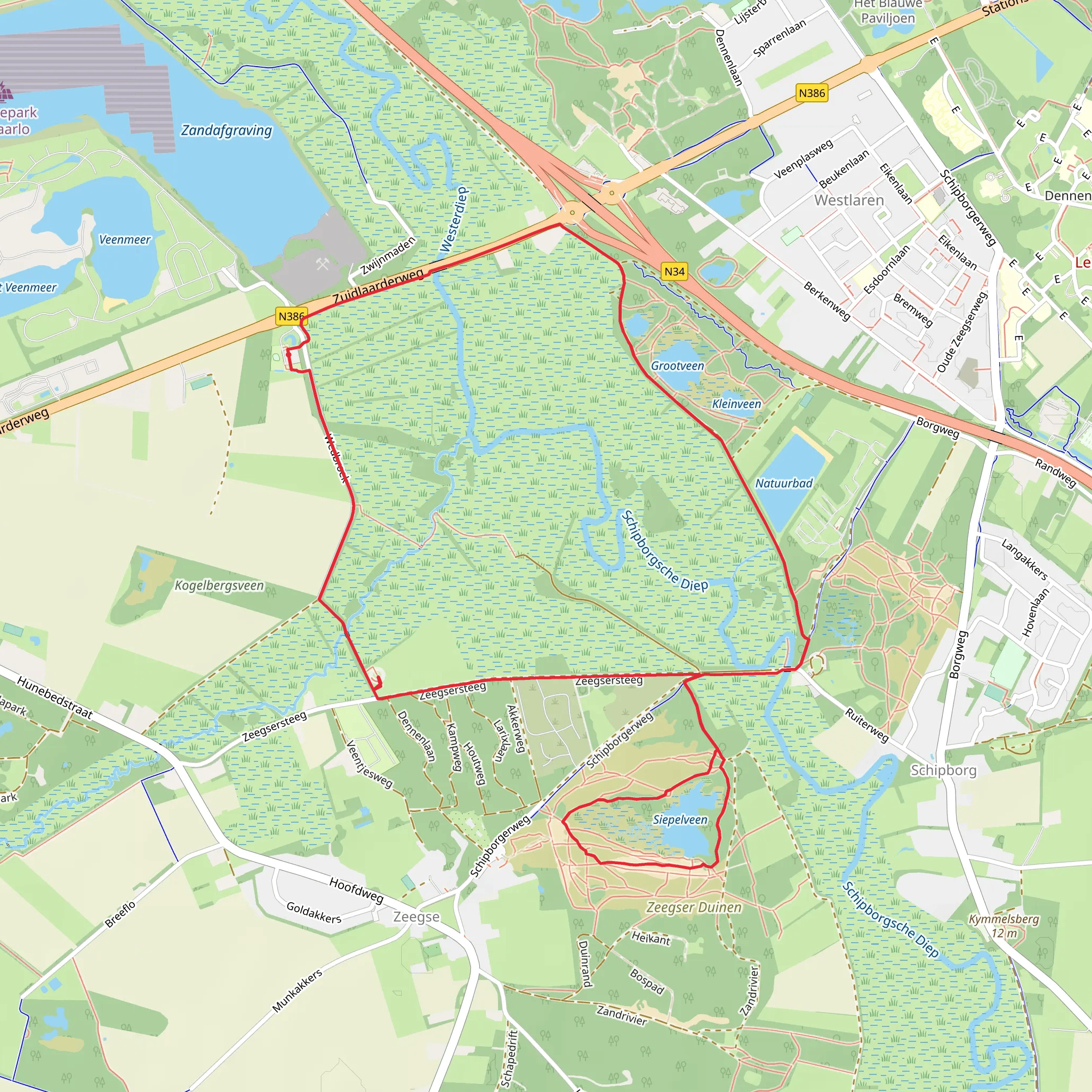 Siepelveen and Grootveen via Zeegsersteeg and De Vedders mobile static map