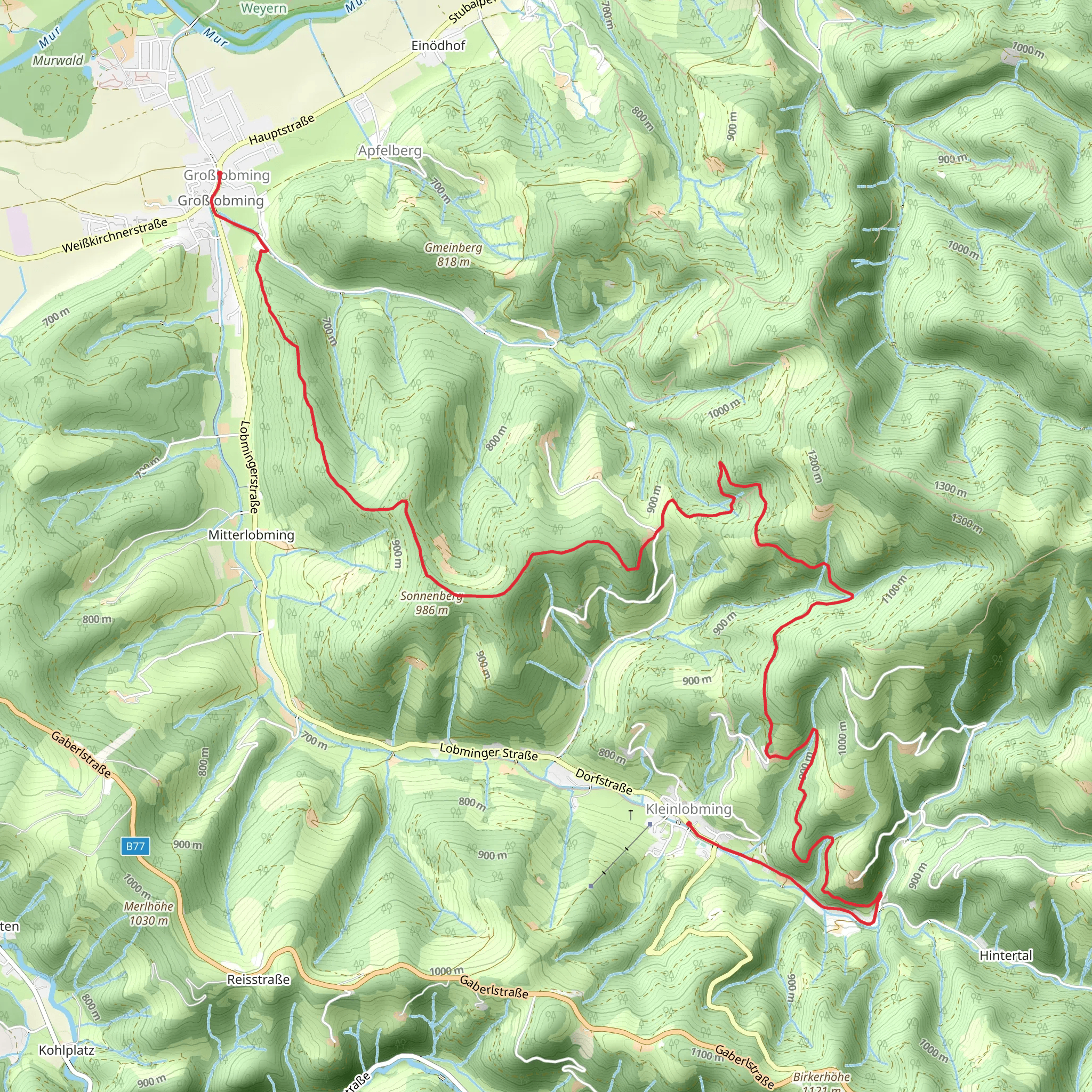 Grosslobming to Kleinlobming mobile static map