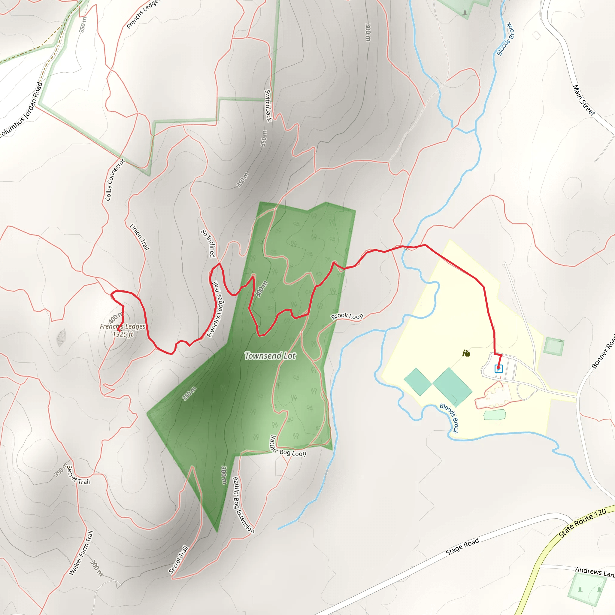 French's Ledges Trail from Raynis-Ford Cemetery mobile static map
