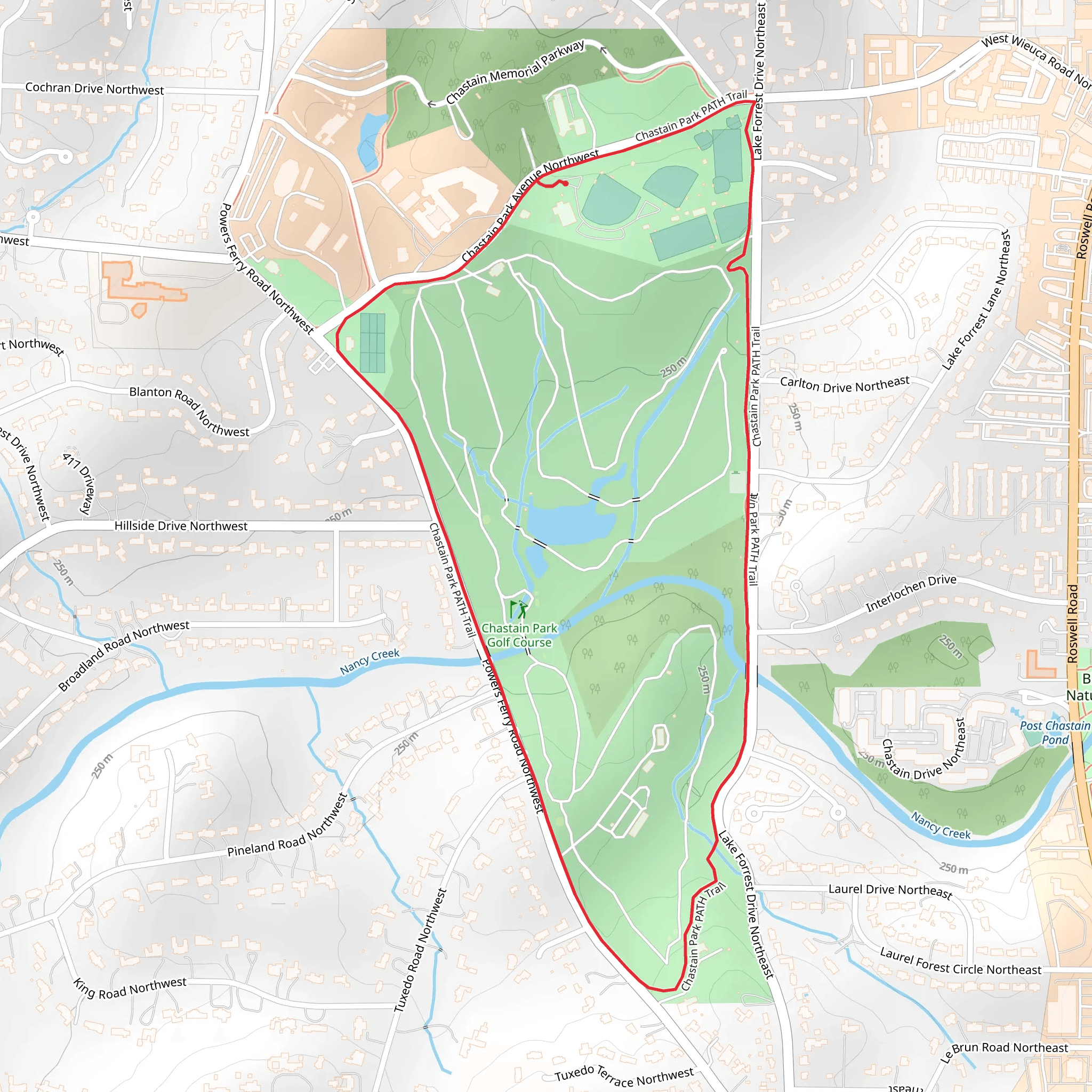 Chastain Park Path Trail mobile static map
