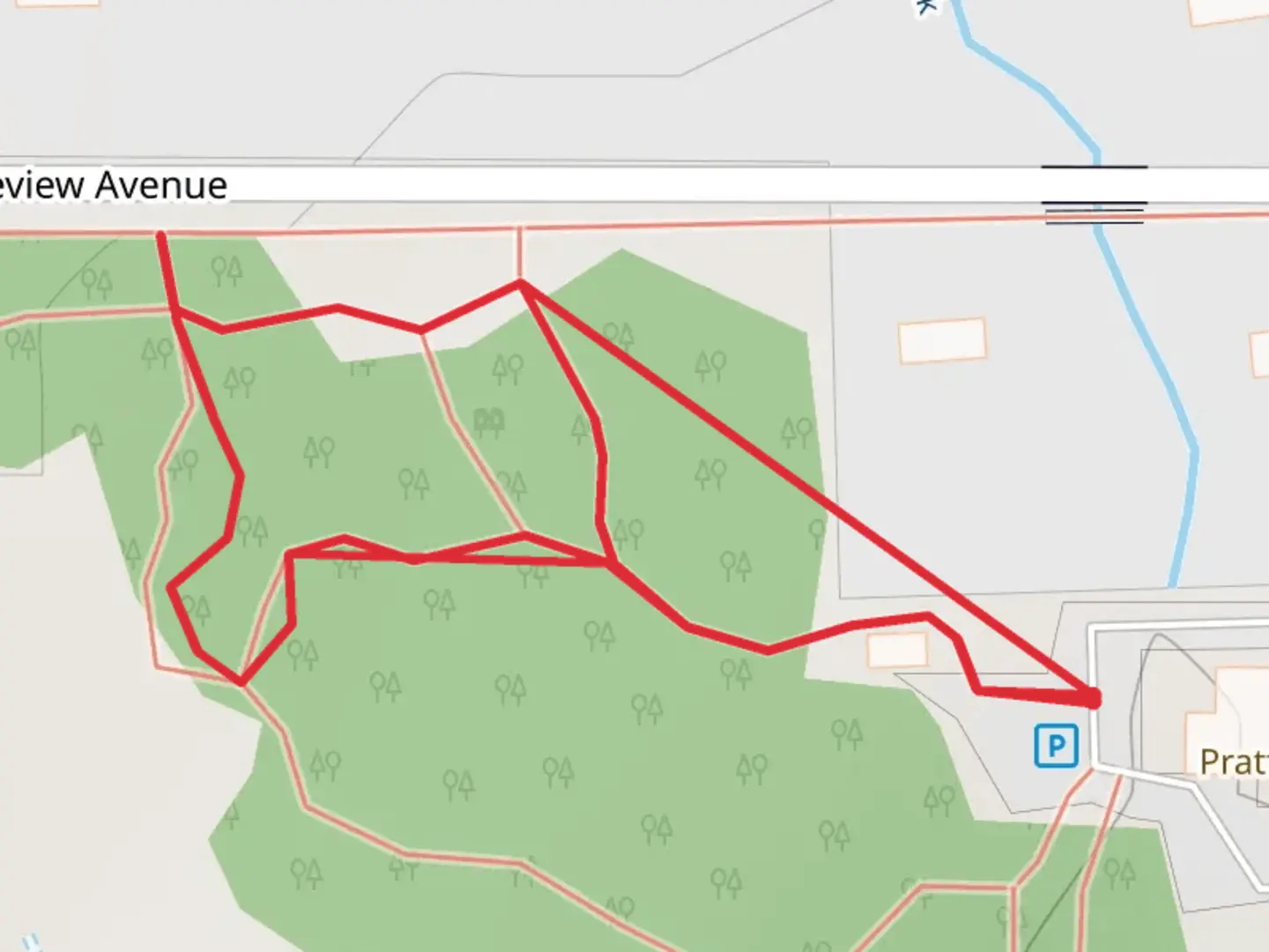 An image depicting the trail Spruceview Avenue Loop and its surrounding area.