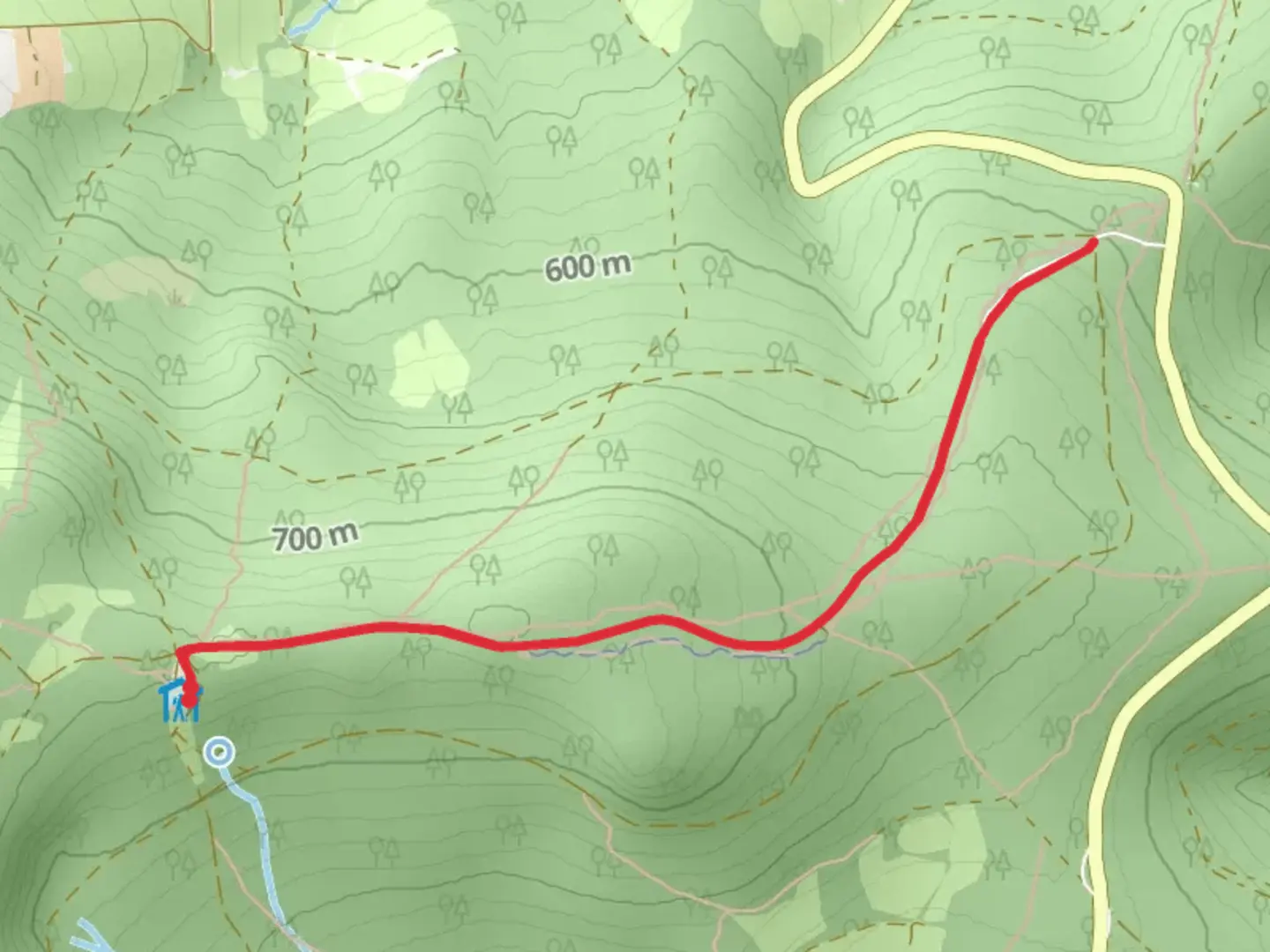 An image depicting the trail Flowtrail Kreuzberg via Kaulingsberg and its surrounding area.