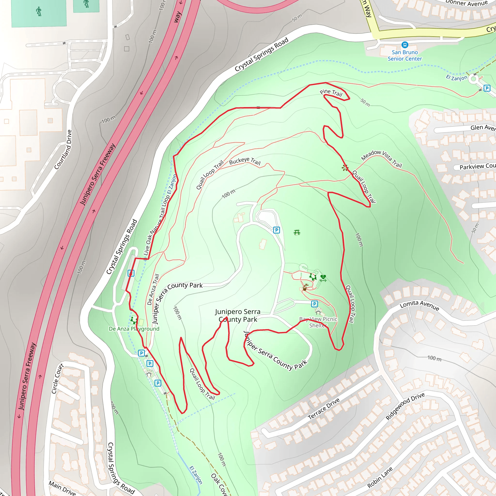 Quail Trail and Lice Oak Nature Loop mobile static map