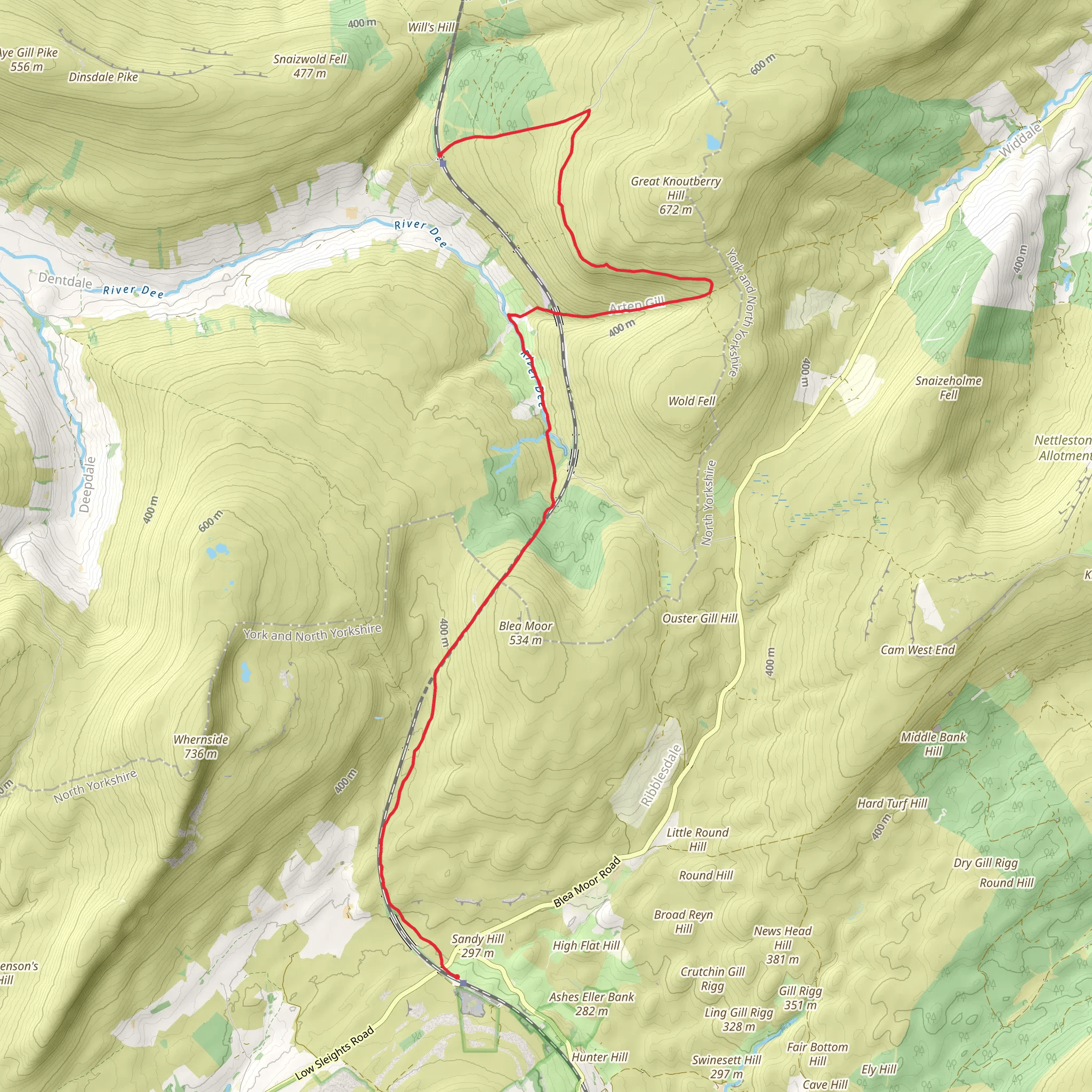Dent to Ribblehead Walk mobile static map
