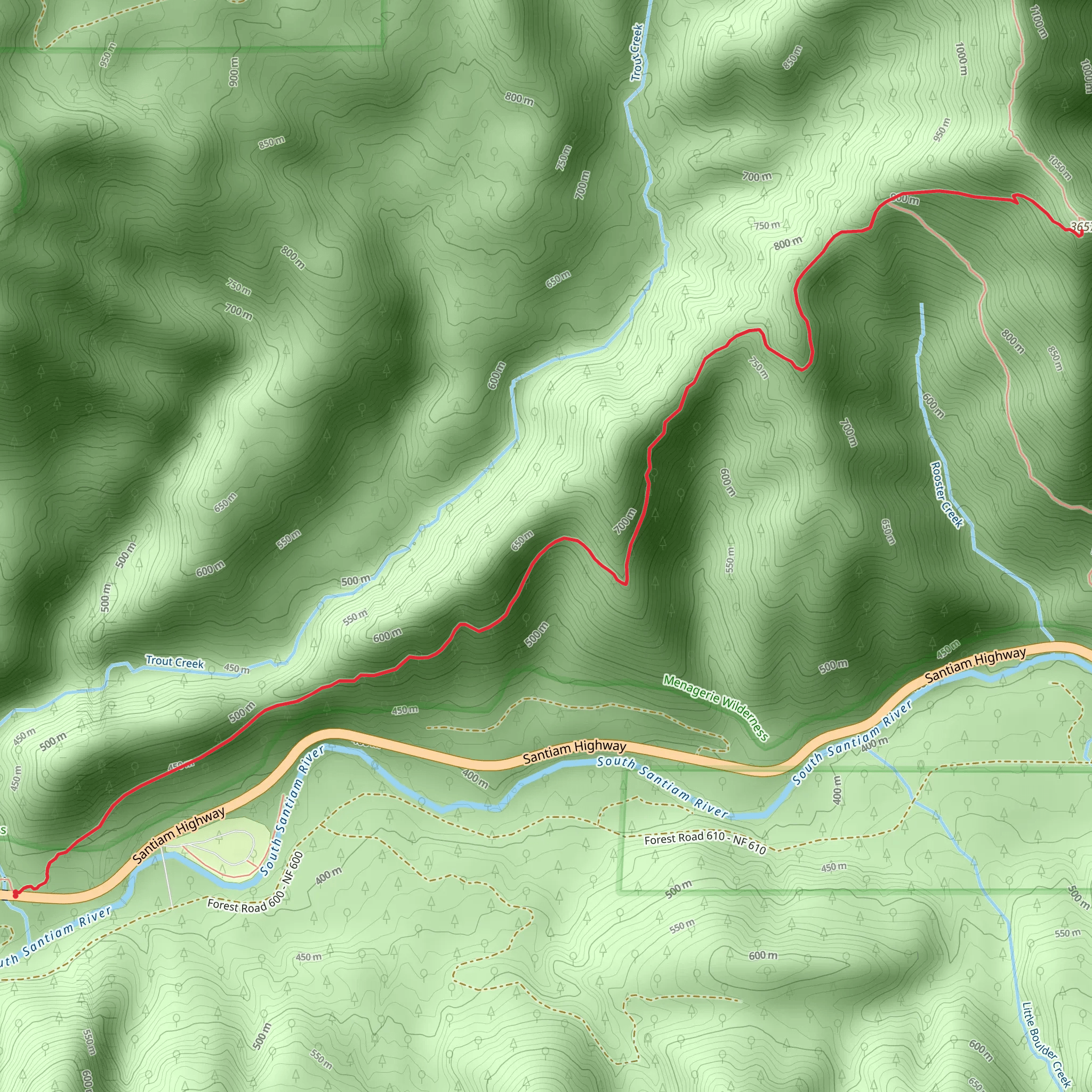 Rooster Rock via Trout Creek Trail mobile static map