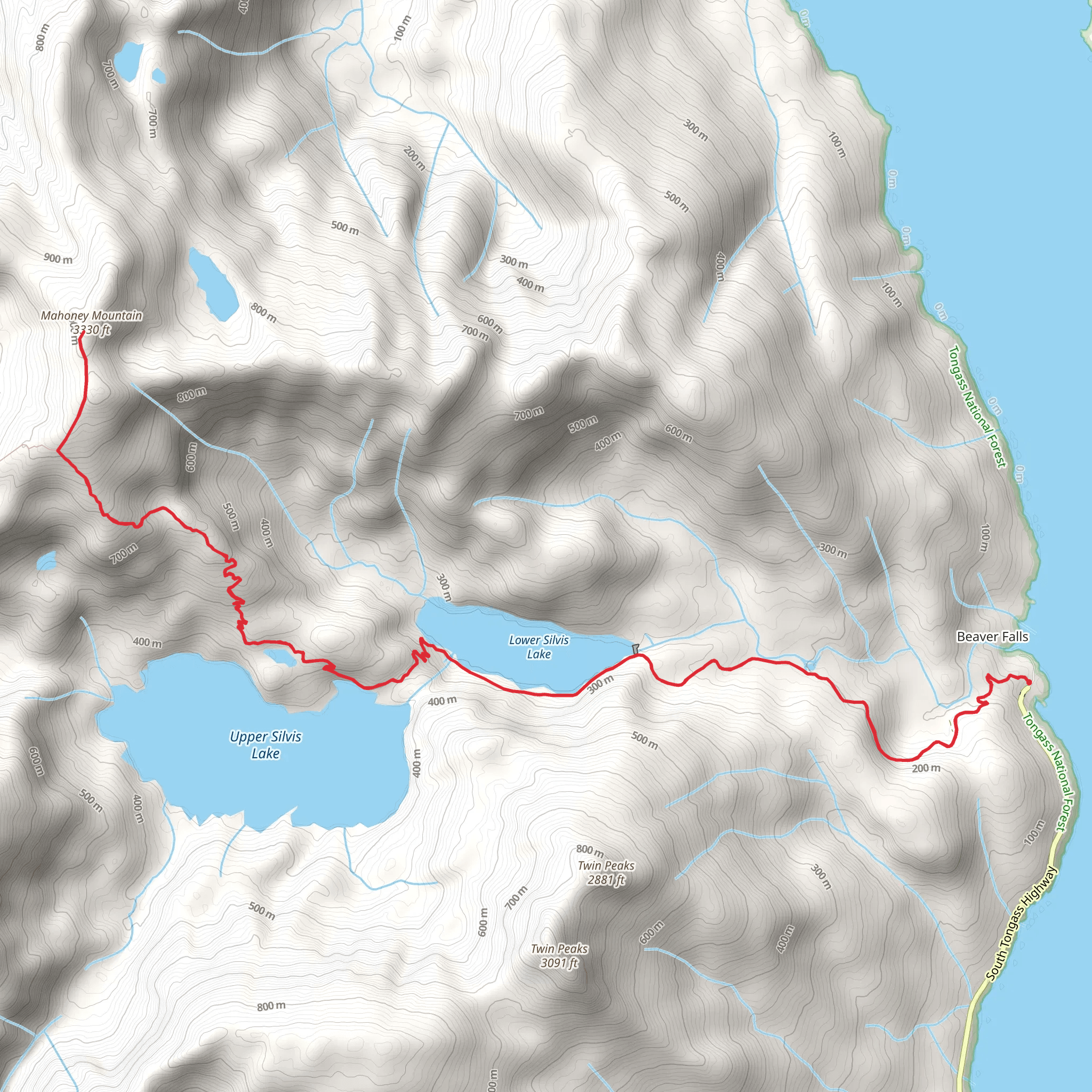 Lower Silvis Lake and Mahoney Mountain via Deer Mt - Mahoney Mt Spur Trail mobile static map