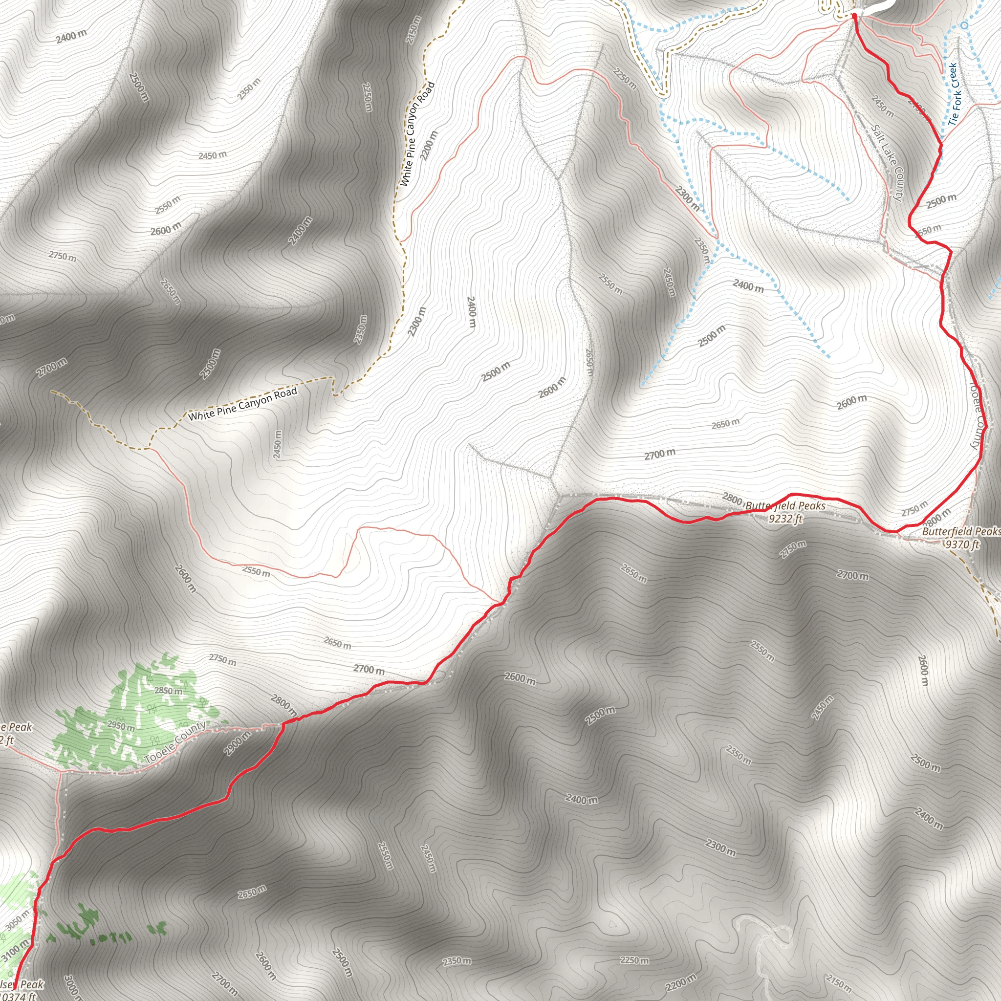 Kelsey Peak from Butterfield Canyon Road mobile static map