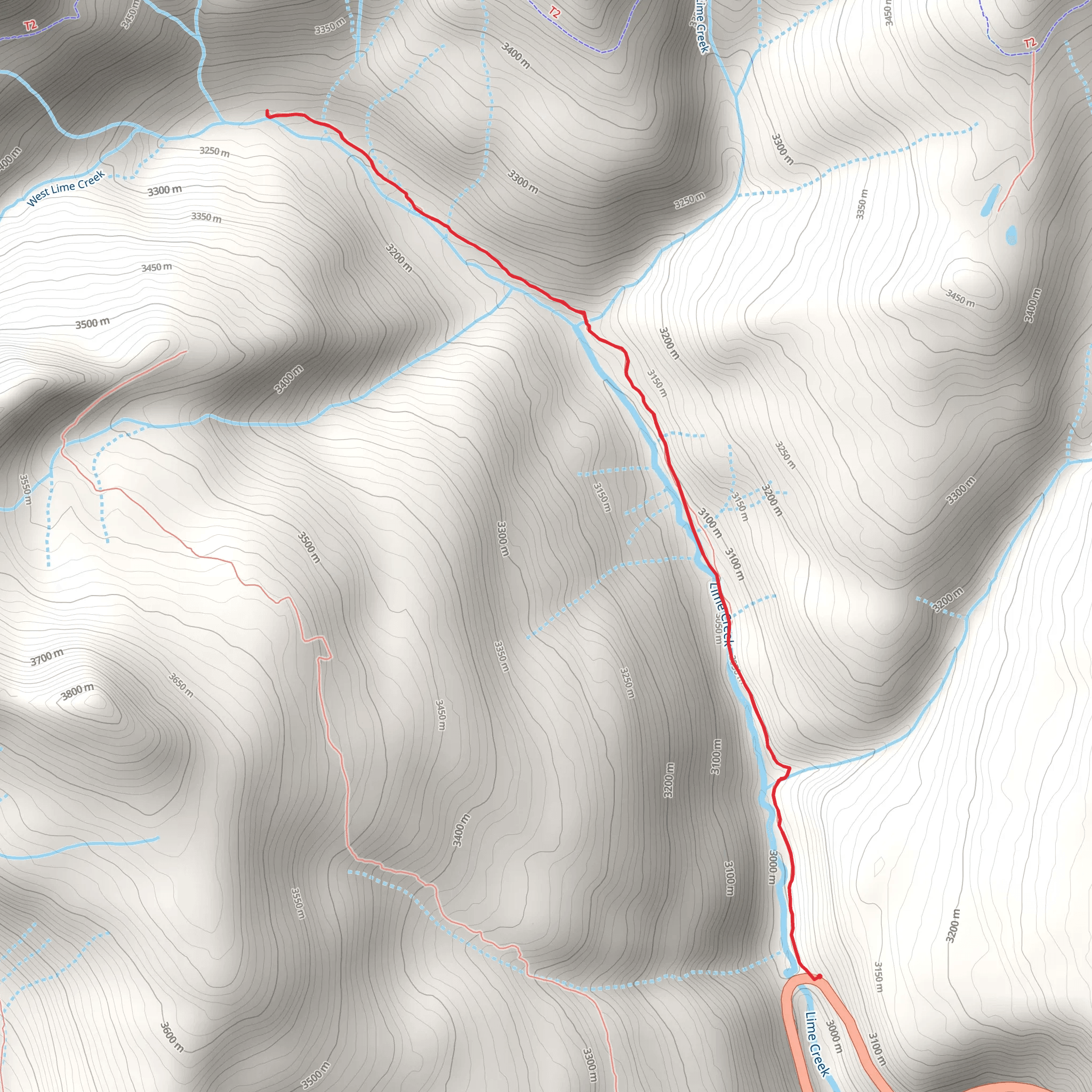 West Lime Creek Trail mobile static map