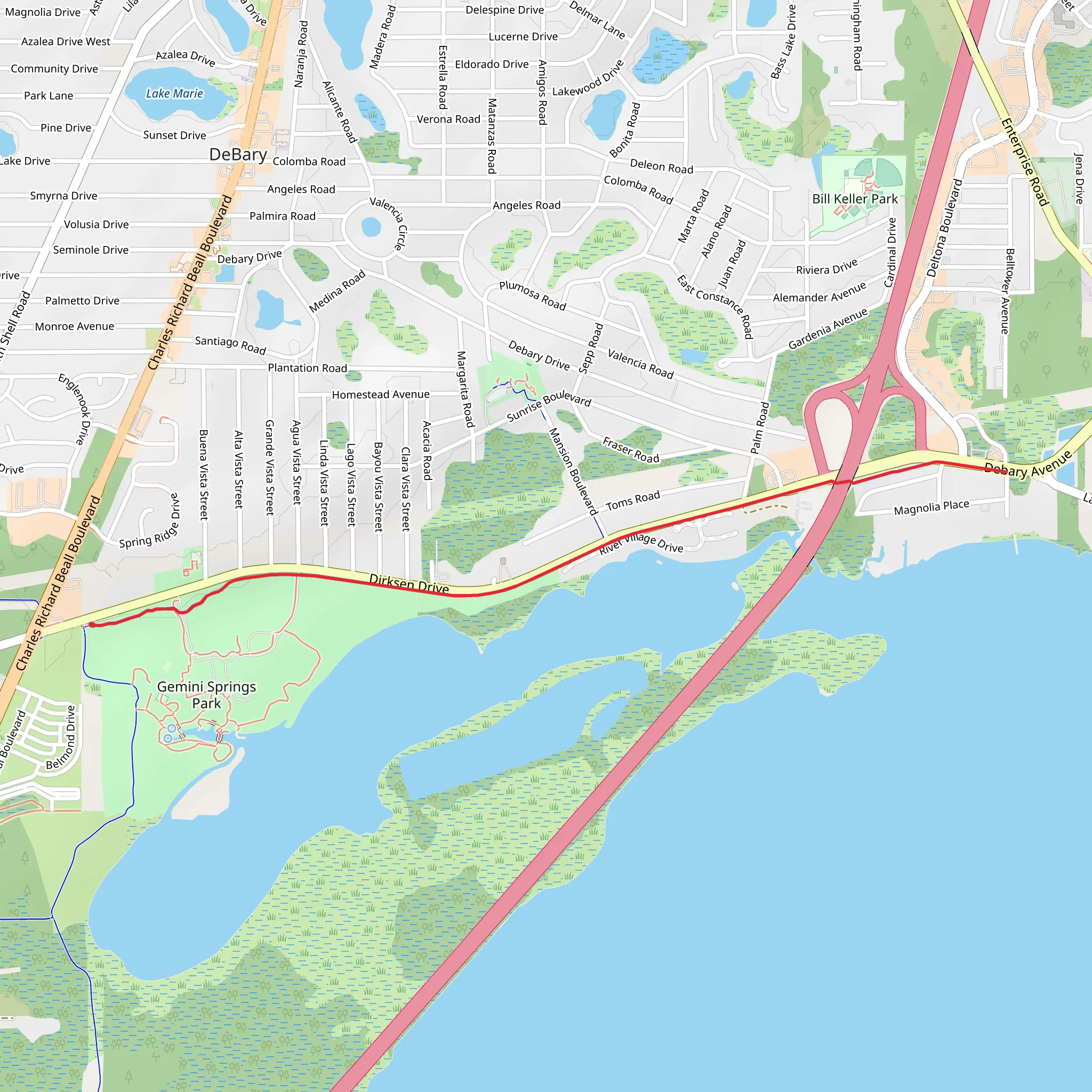 DeBarry Creek - Spring to Spring Trail mobile static map