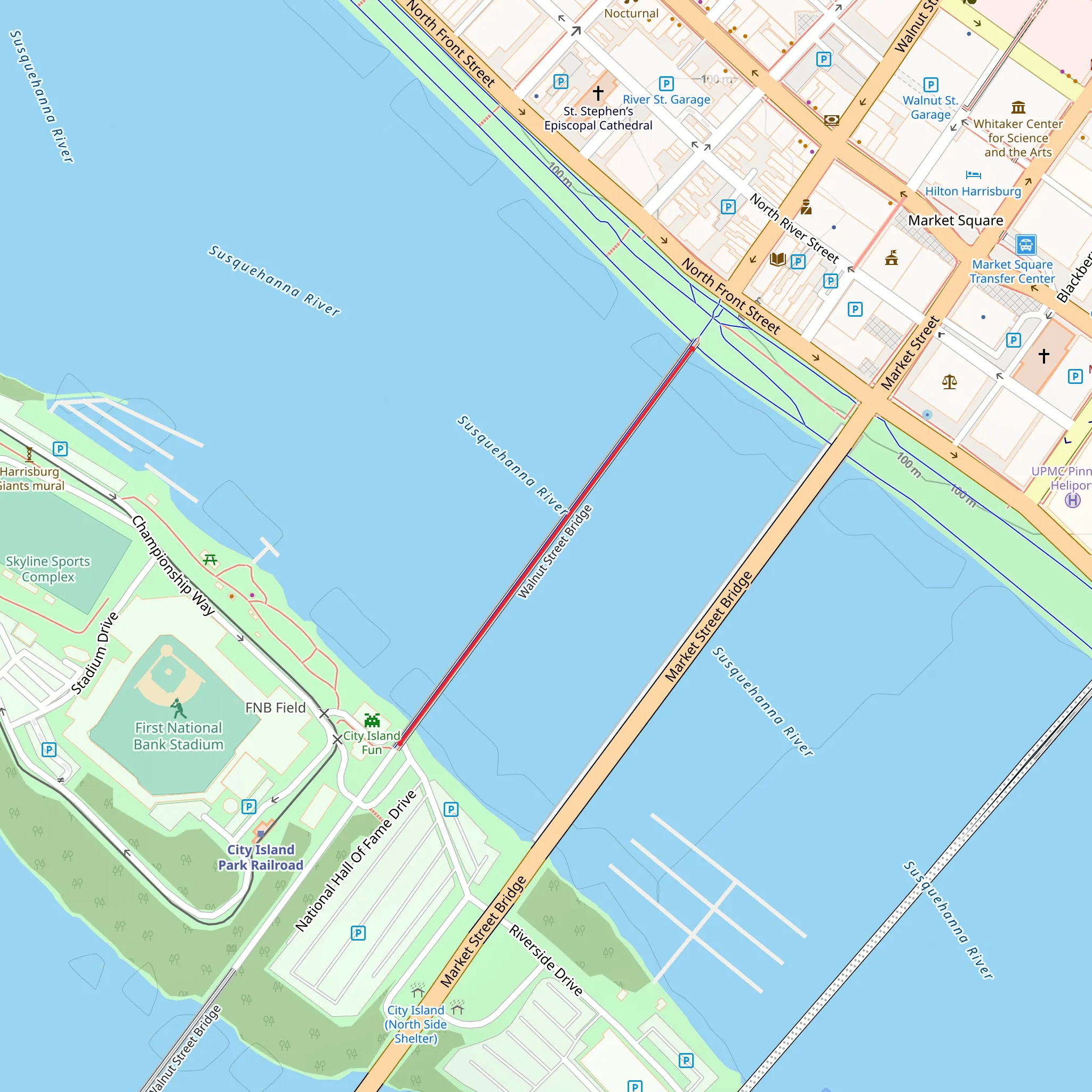 Walnut Street Bridge Trail mobile static map