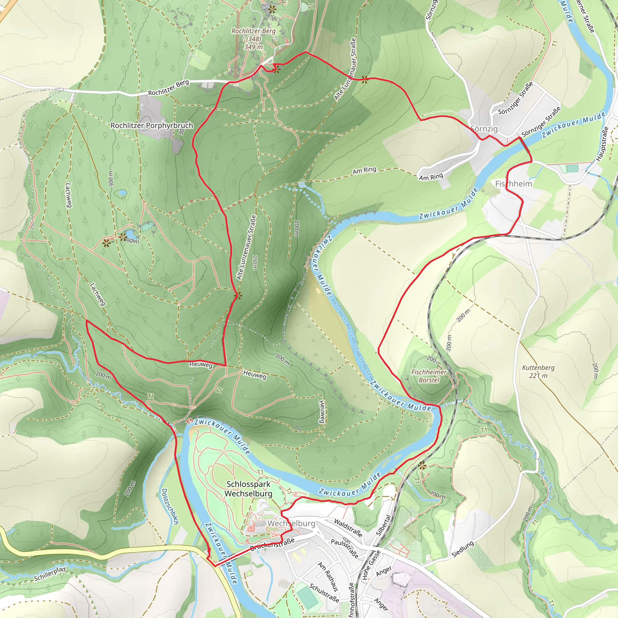 Zwickauer Mulde via Muldental Wanderweg mobile static map