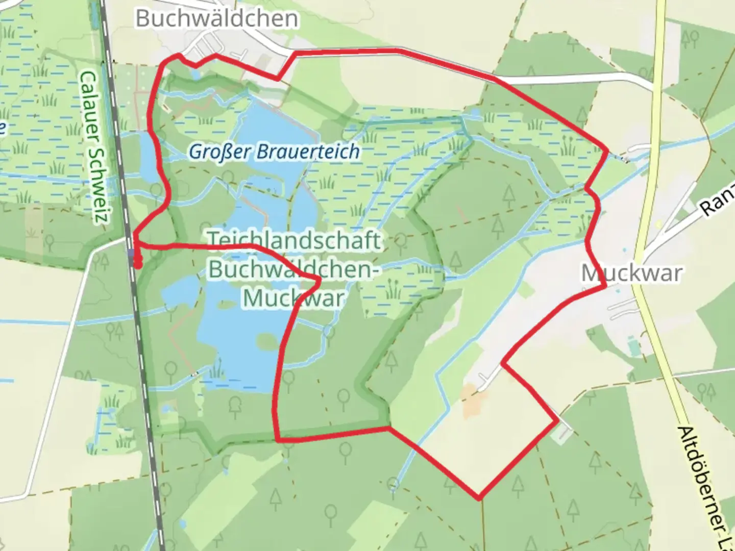 An image depicting the trail Herrenteich via Heedekornweg and its surrounding area.