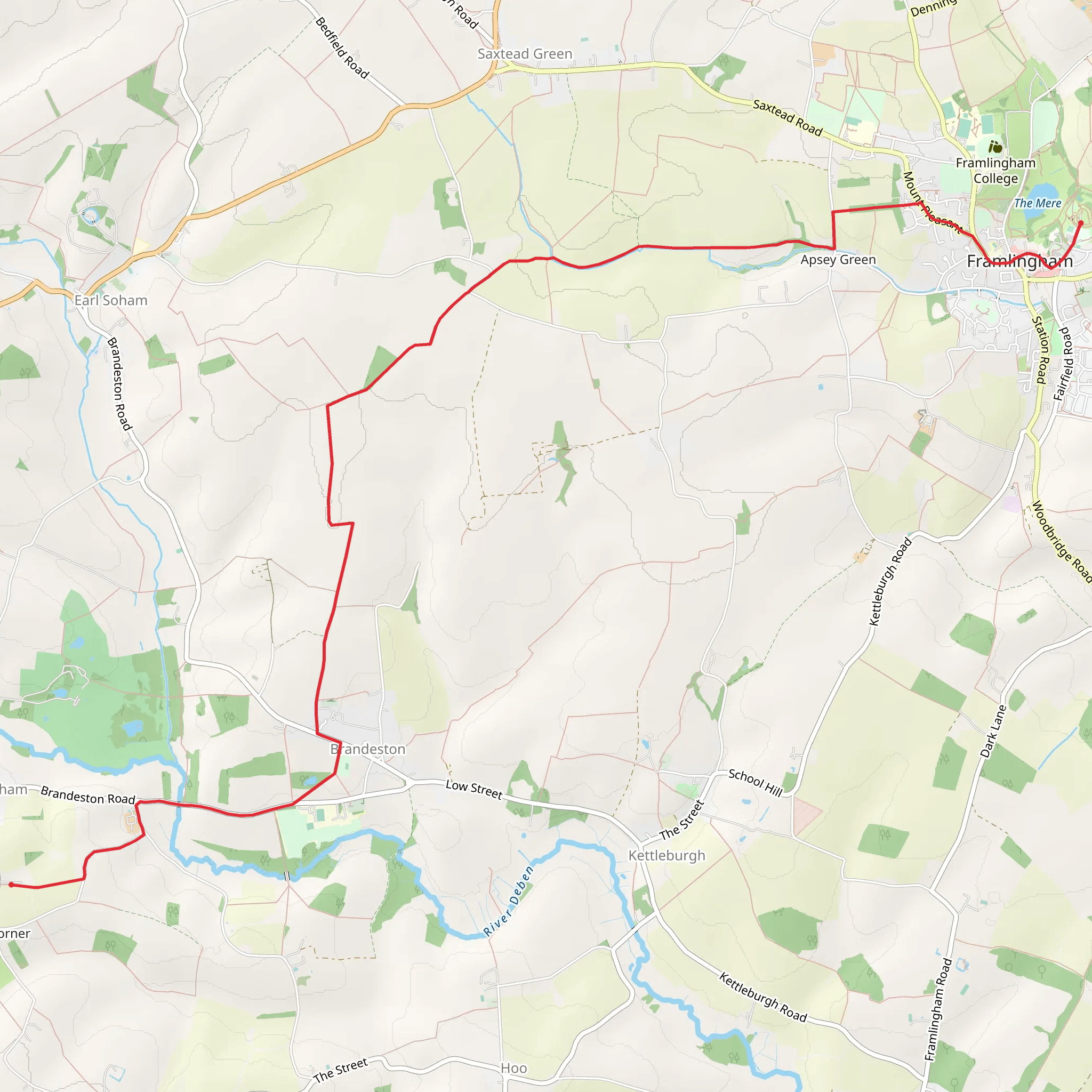 Gravelpit Pond and Brandeston Country Park mobile static map