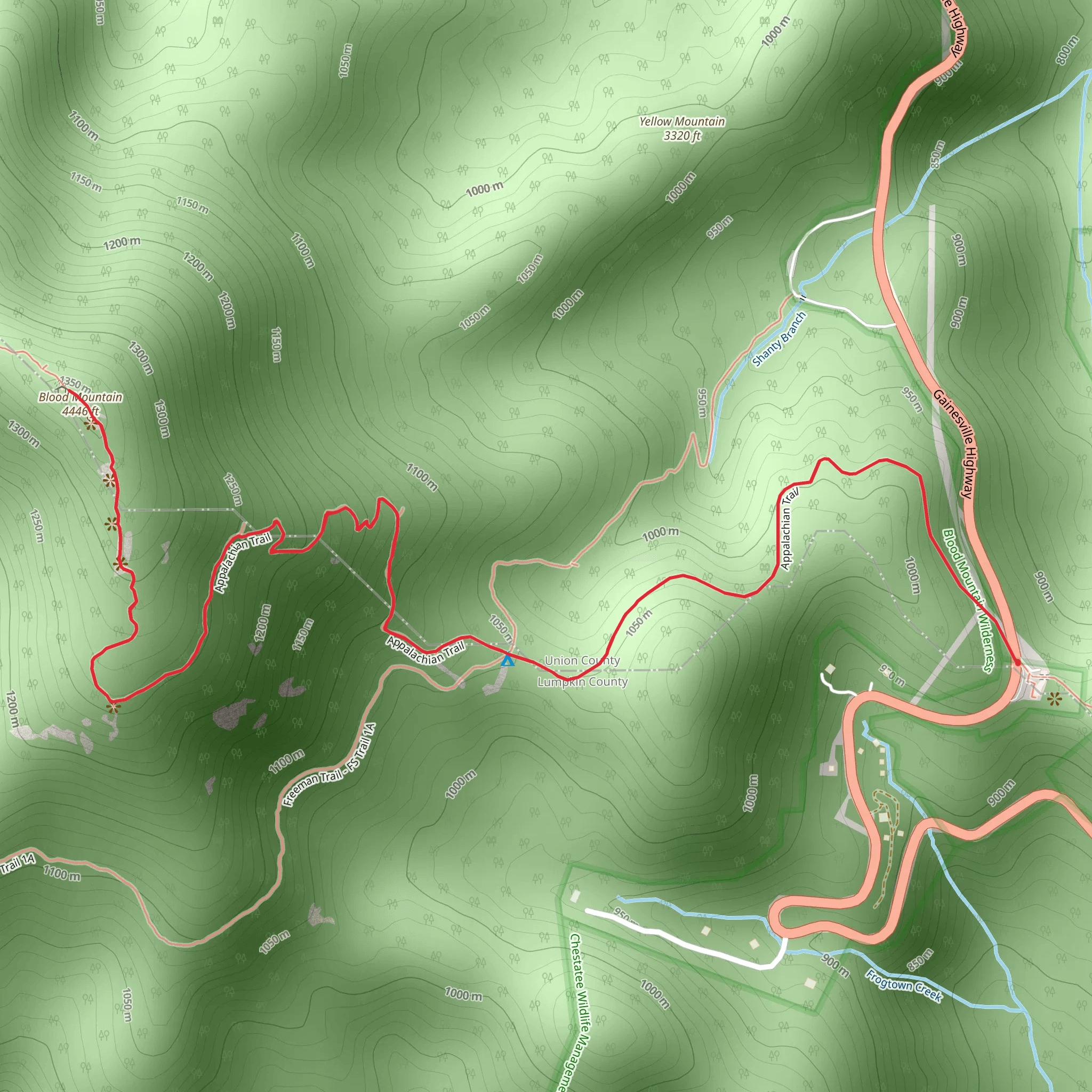 Blood Mountain via Appalachian Trail mobile static map