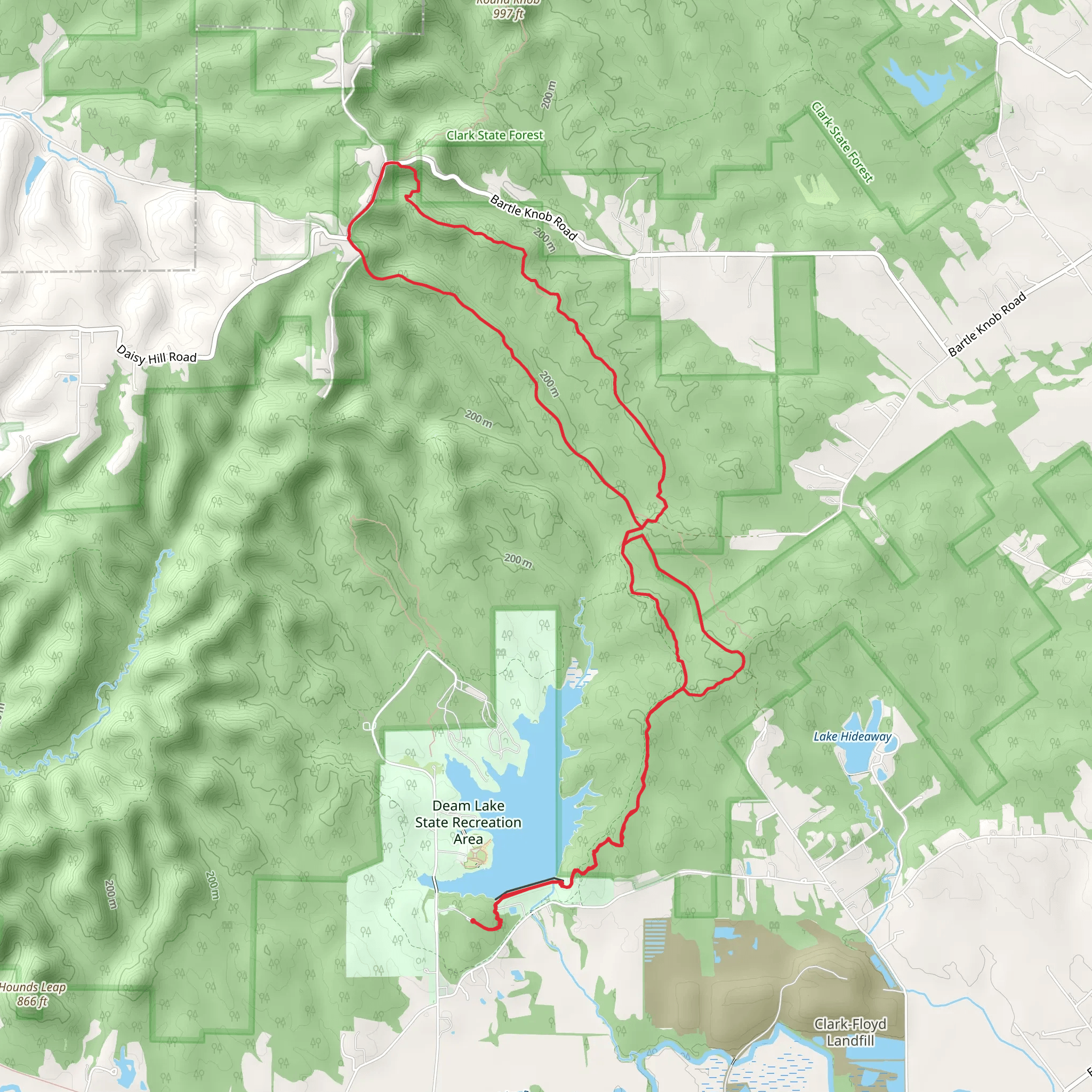 Knobstone and Clark State Forest Loop Trails mobile static map